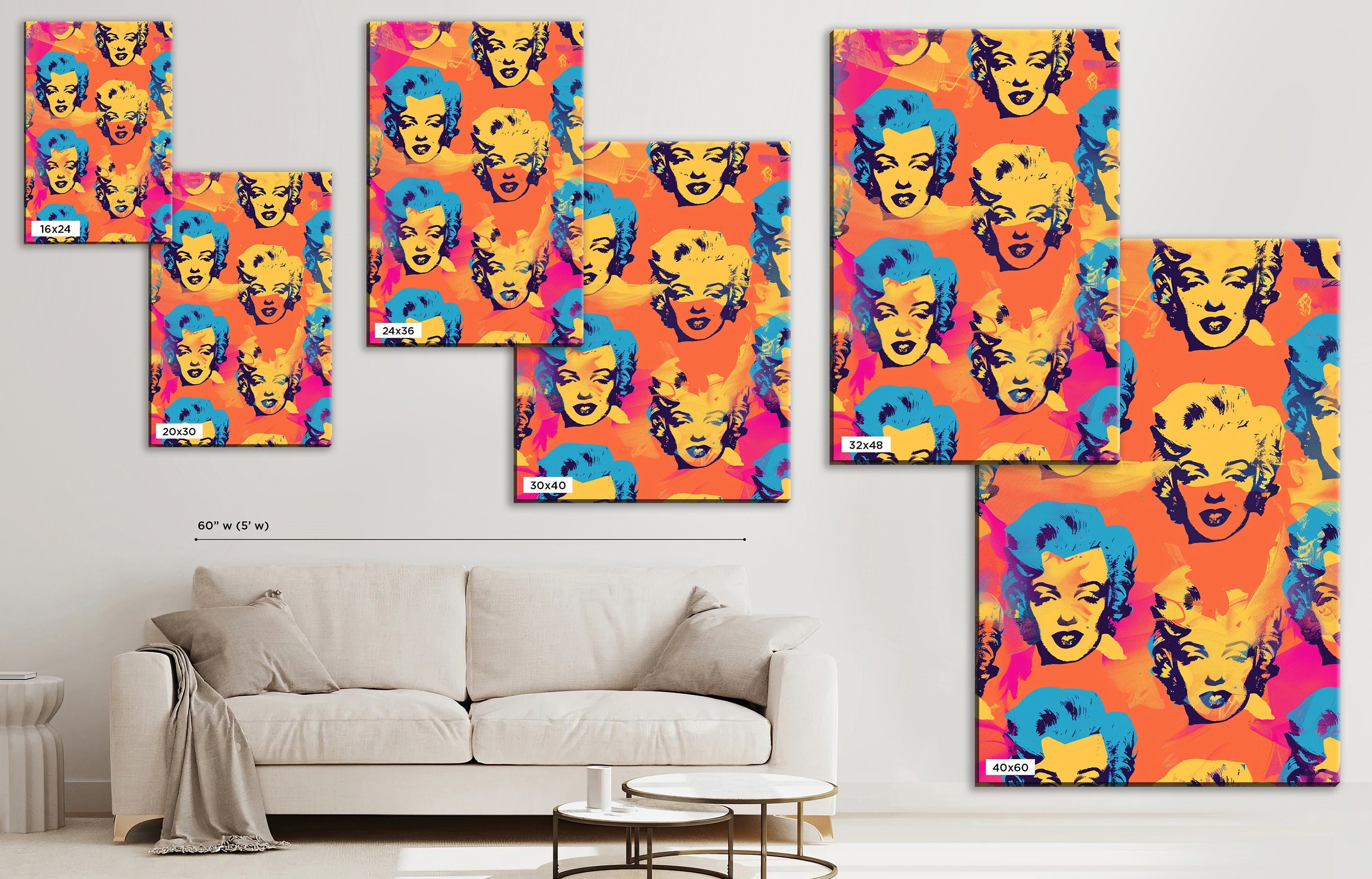 Pop Art Canvas - Marilyn Monroe Art on Gallery Wrapped Canvas, Ready to Hang