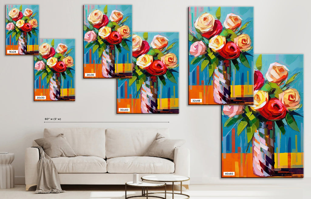 Rose Bouquet Canvas | Elegant Floral Arrangement - Large Canvas Art Wall Decor