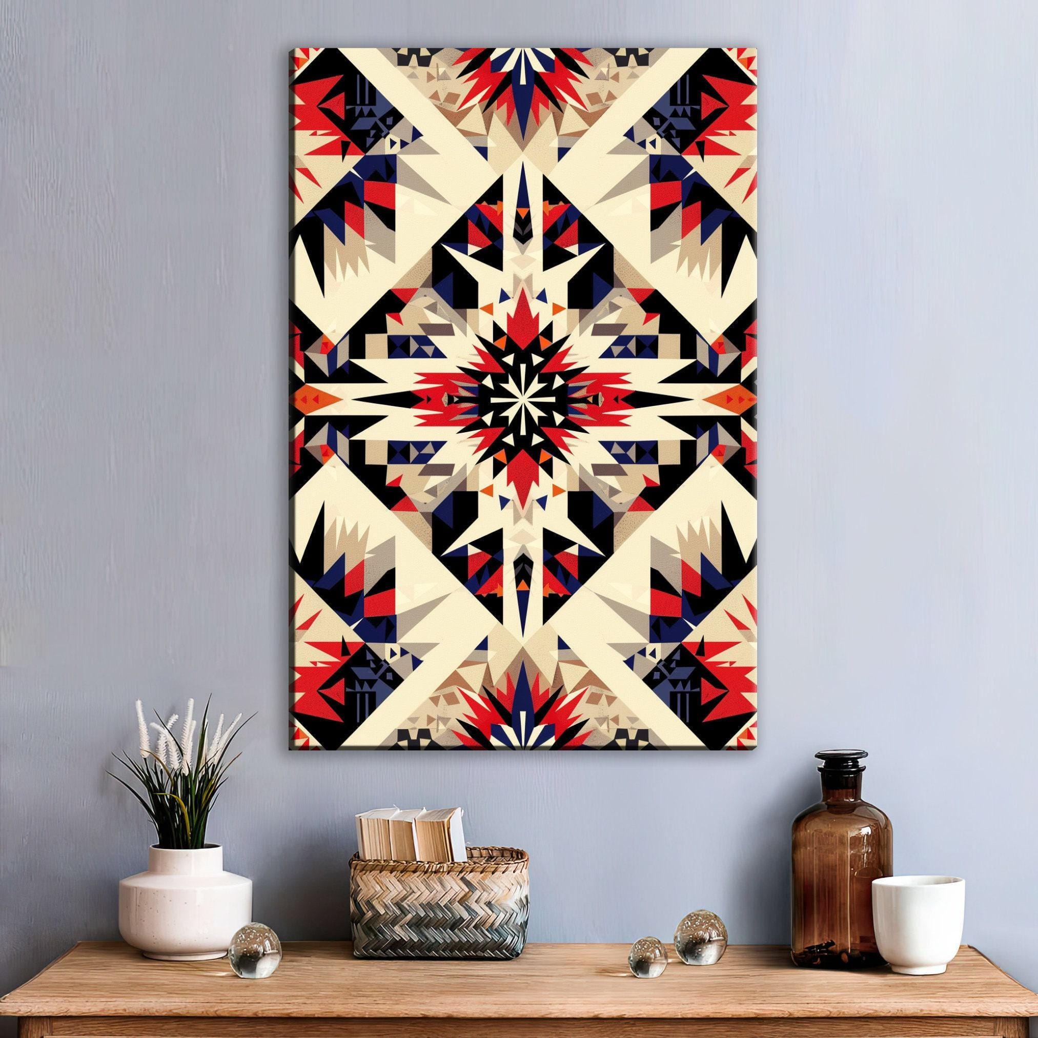 Native American Canvas Art - Large Native Canvas Tribal Pattern Decor | Ready to Hang Gallery Wrapped