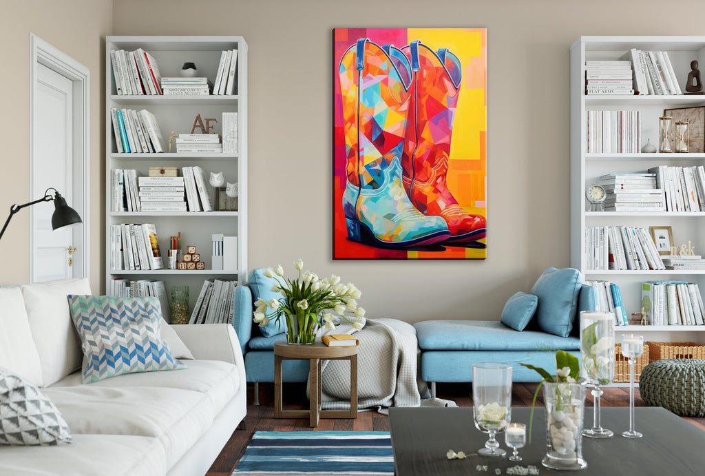 Cowboy Boots Canvas - Large Western Wall Art | Texas Style Rustic Decor