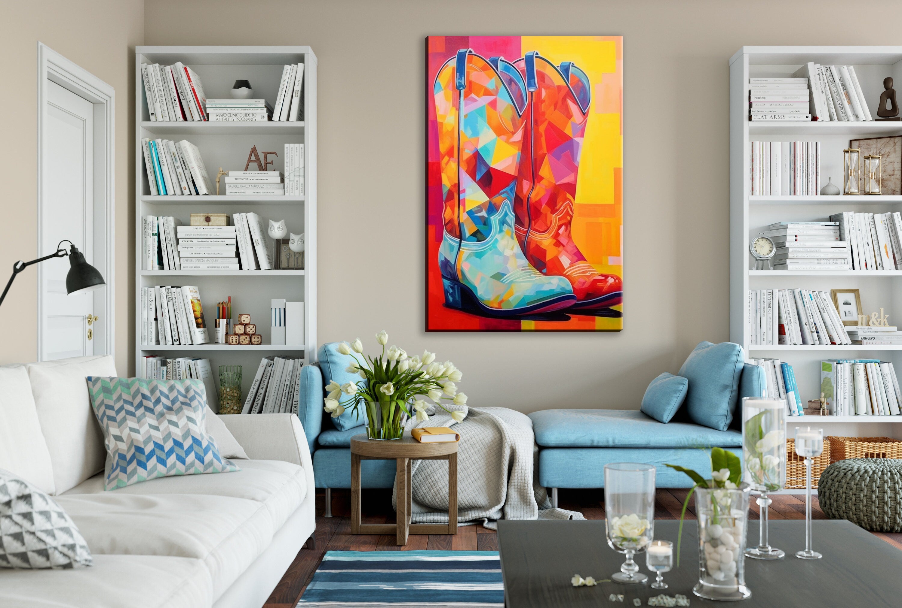 Cowboy Boots Canvas - Large Western Wall Art | Texas Style Rustic Decor