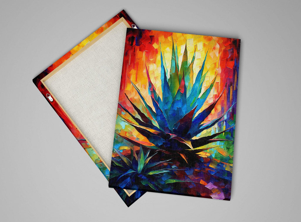 Colorful Agave Plant - Modern Southwest Art on Extra Large Gallery Wrapped Canvas