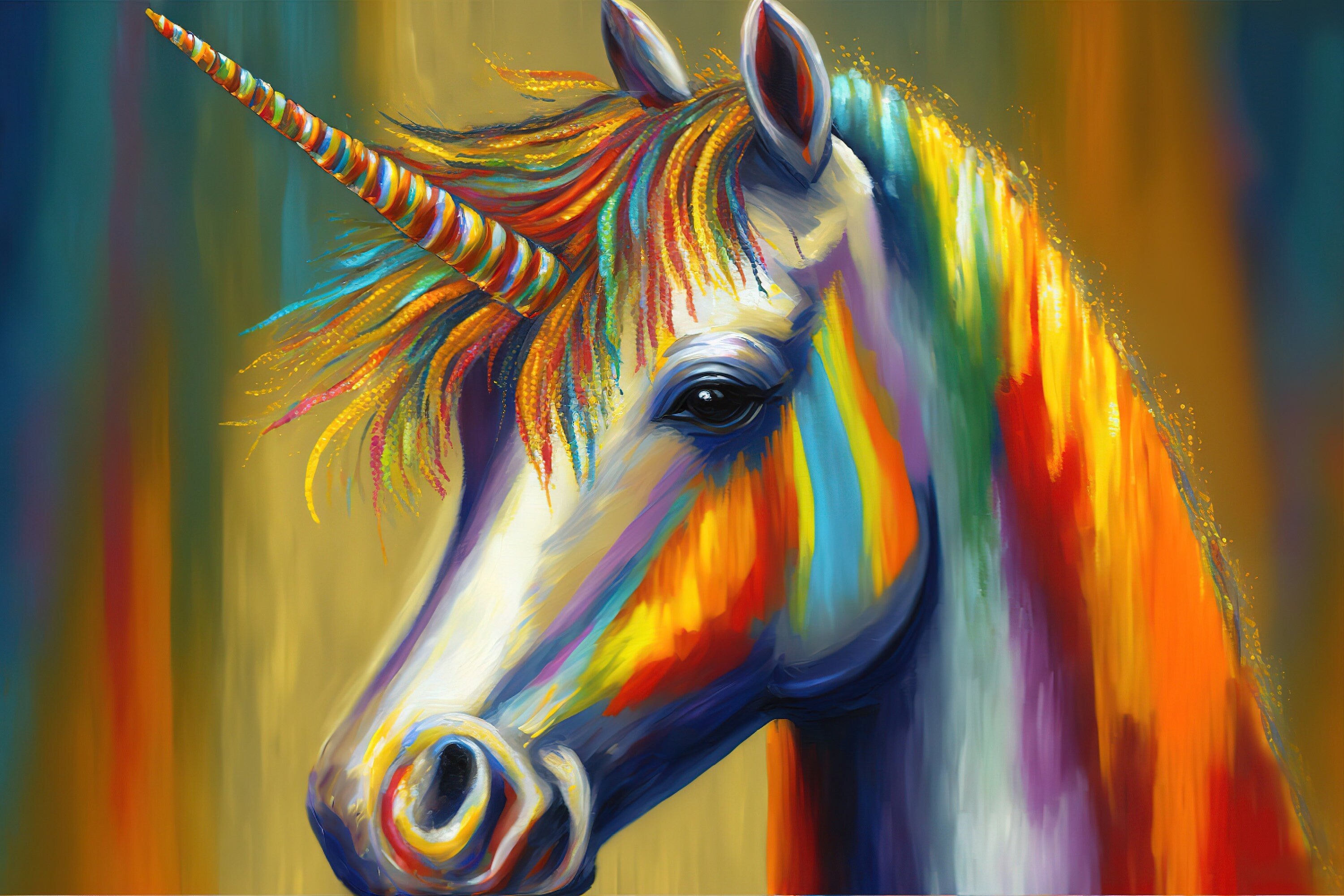 Unicorn Canvas Art – Colorful Kids Room Art With Vibrant Giclee Canvas Print