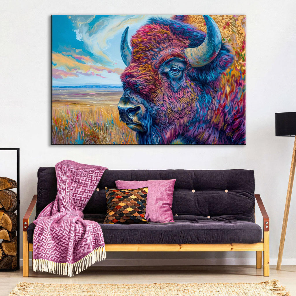 Bison Canvas Art – Large Gallery Wrapped Canvas | American Prairie Art, Ready to Hang