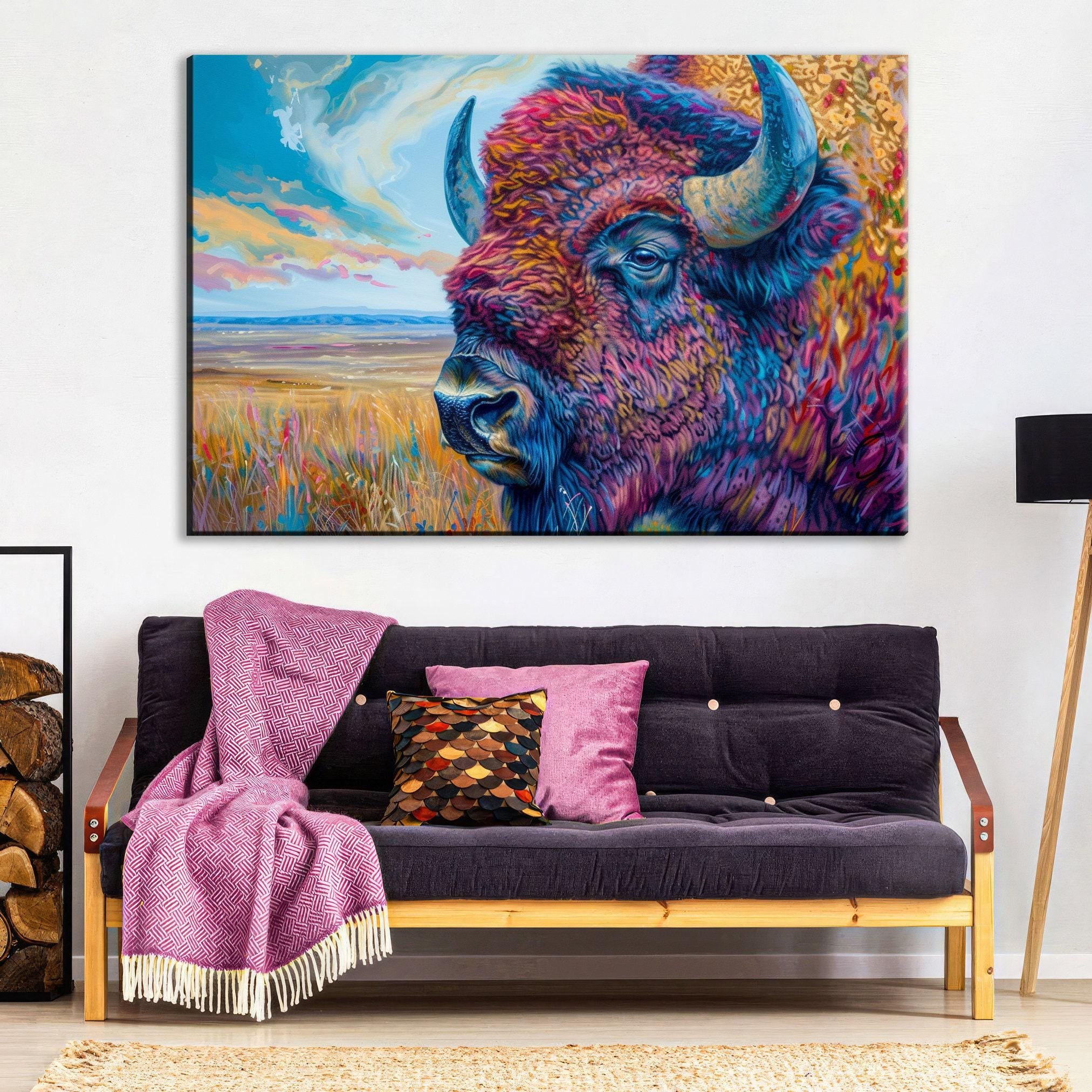 Bison Canvas Art – Large Gallery Wrapped Canvas | American Prairie Art, Ready to Hang