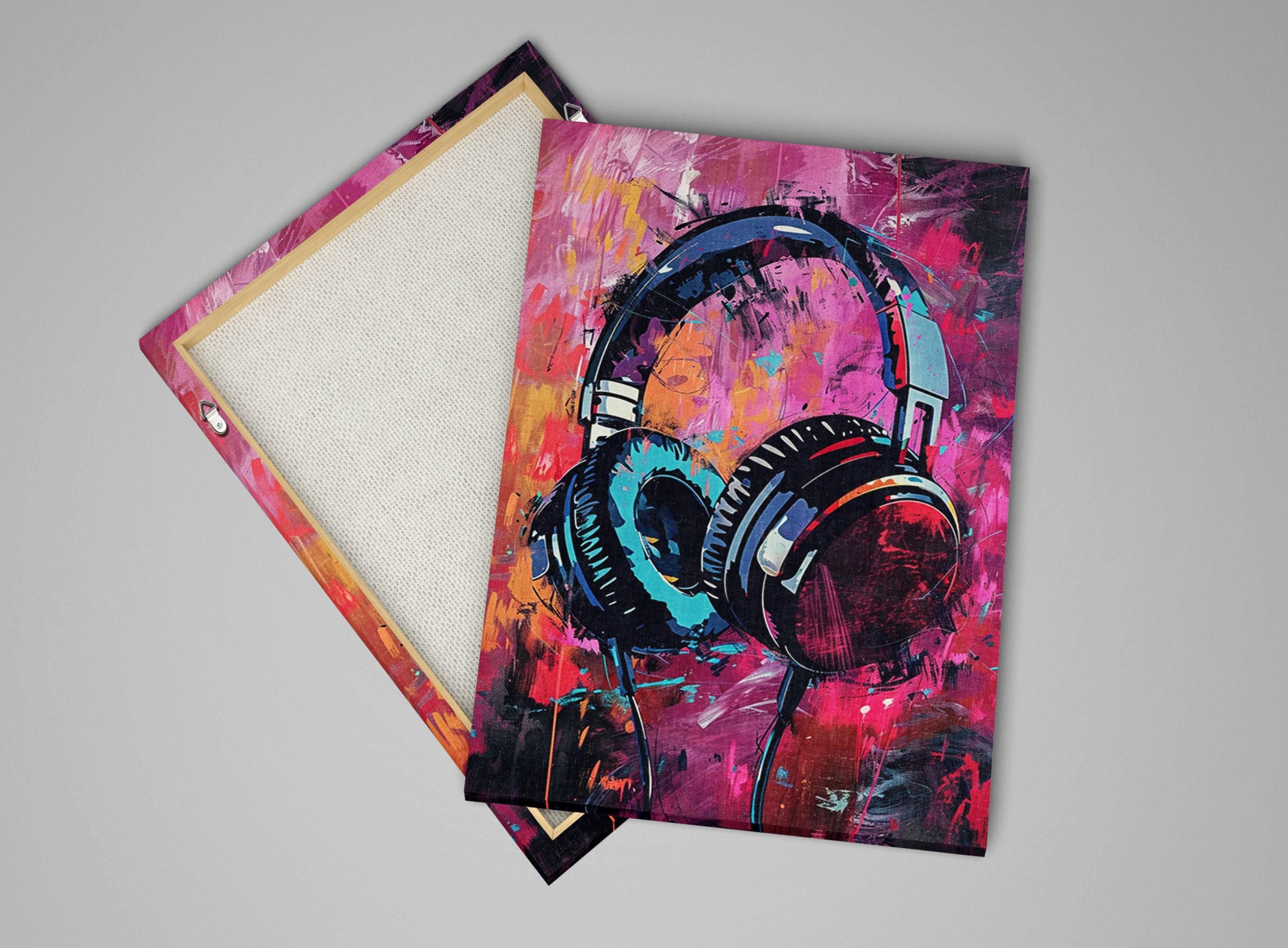 Headphones Wall Art – Modern Music Decor | Vibrant Canvas Wall Art Print