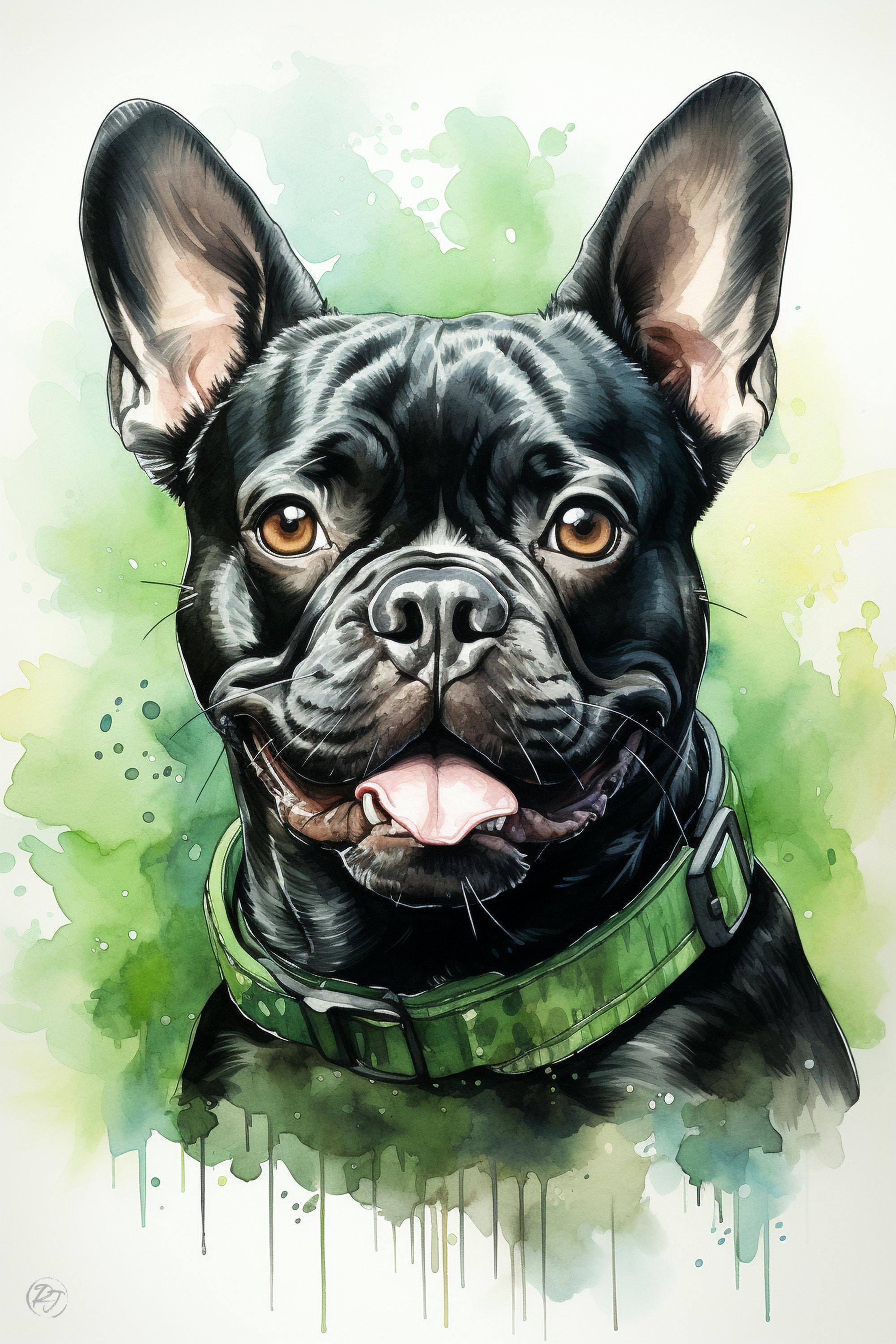French Bulldog Watercolor Art for Stylish Home Decor, Giclee Print on Canvas, Artist Paper, Watercolor Paper, Available in Extra Large Sizes