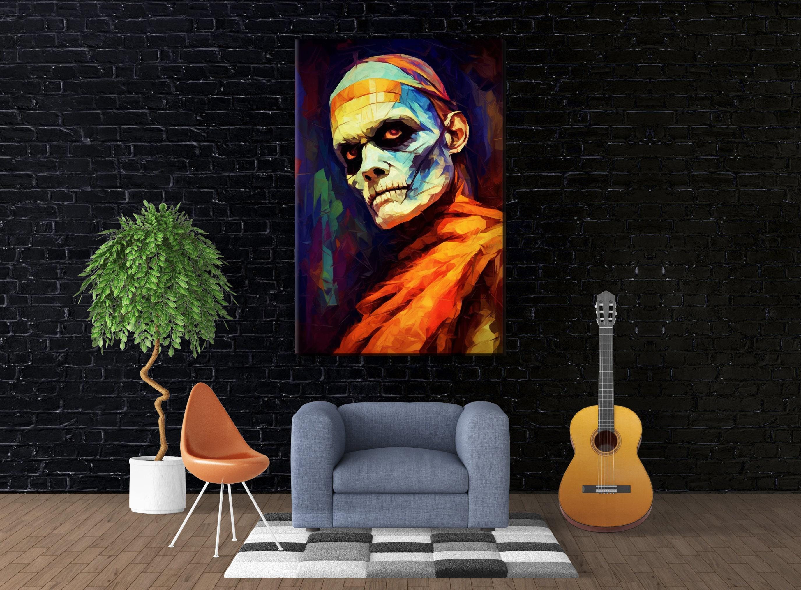 Halloween Mummy Wall Art - Scary Mummy Decor on Large Gallery Wrapped Canvas