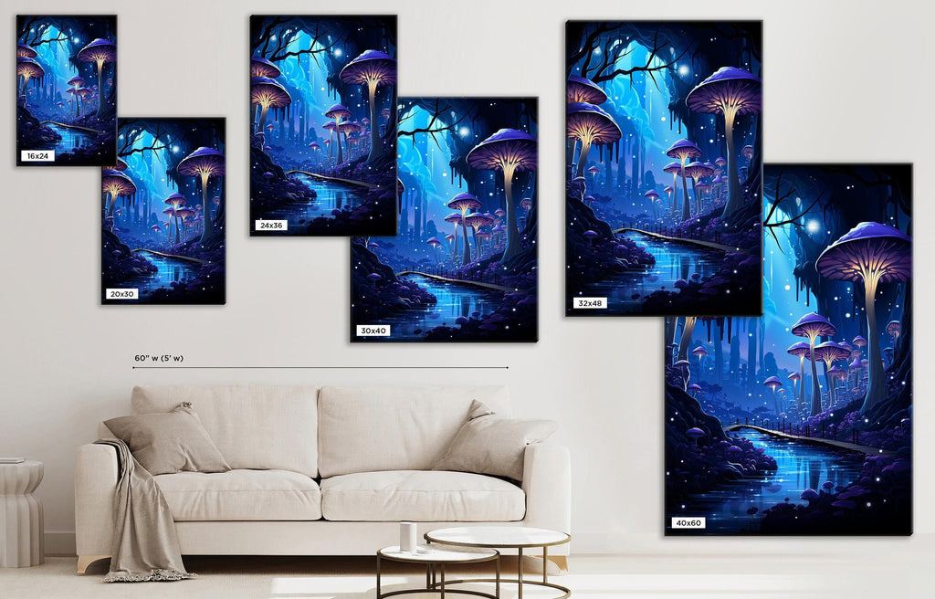 Mystical Mushroom Canvas – Large Psychedelic Mushroom Print on Gallery Wrapped Canvas