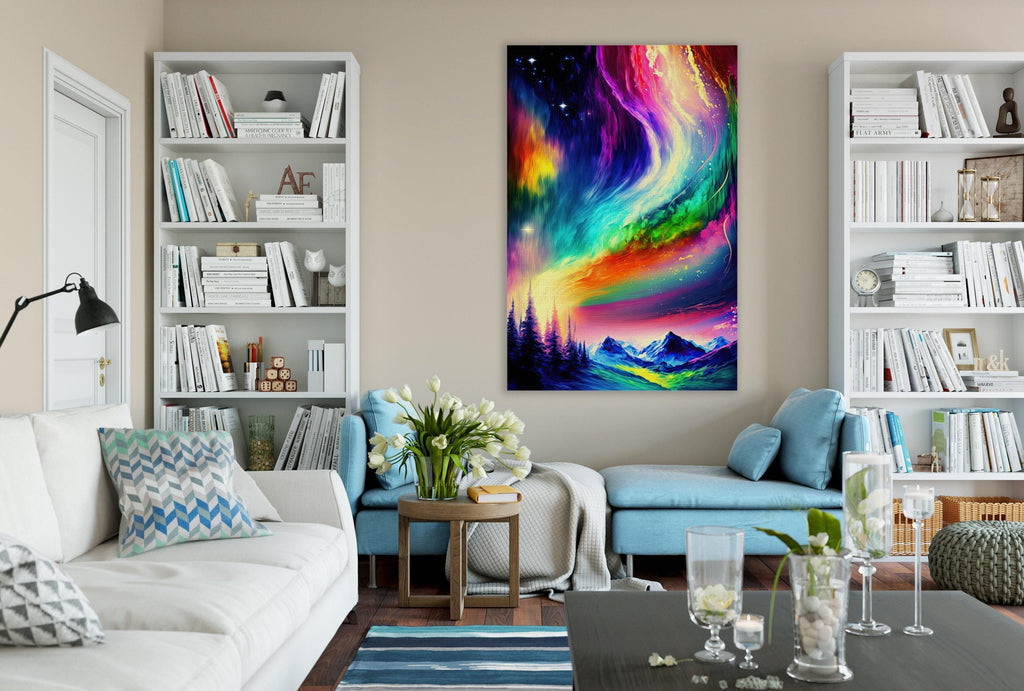 Northern Lights Canvas - Vibrant Aurora Borealis Art | Large Gallery Wrapped Canvas Print