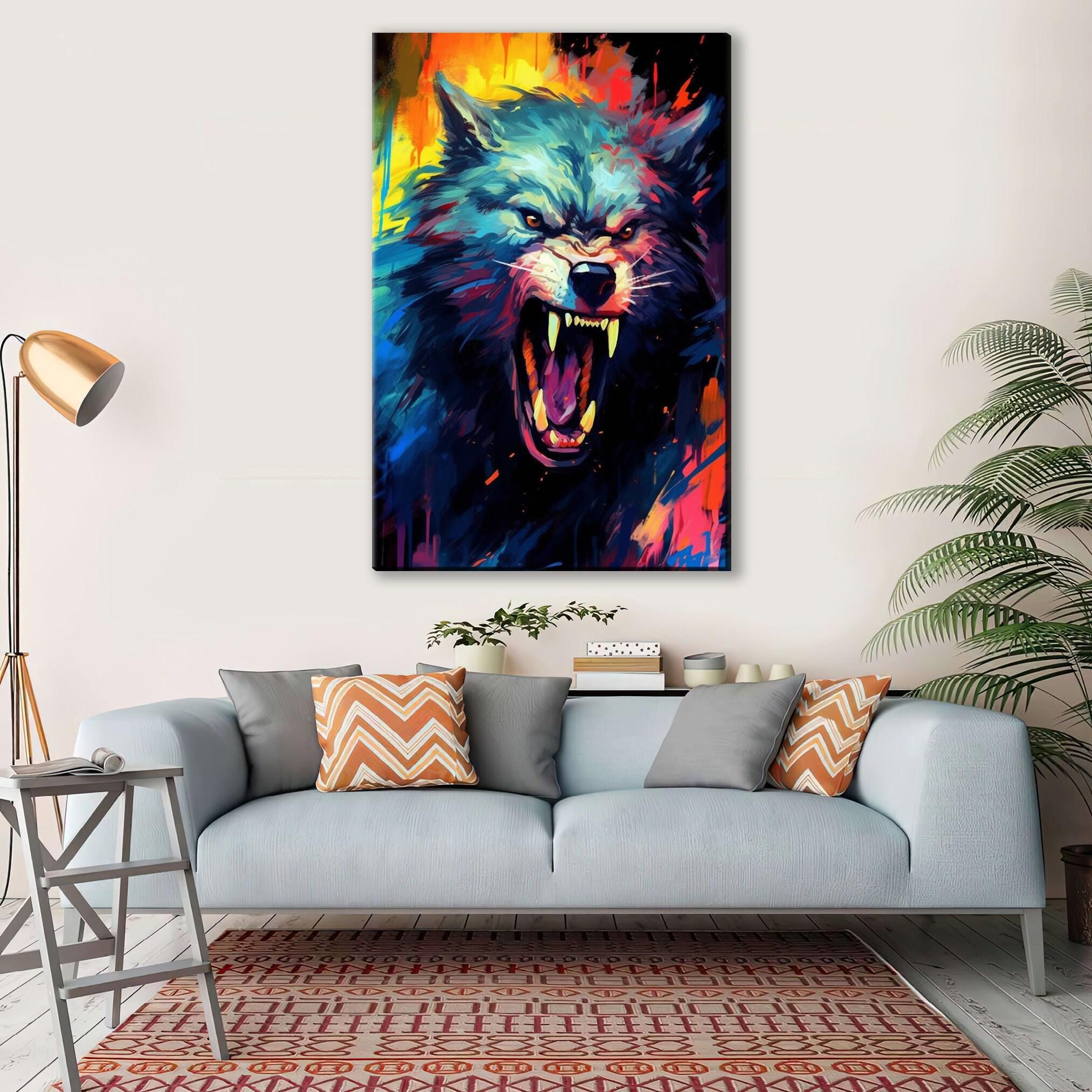 Werewolf Halloween Wall Art | Large Spooky Canvas Print – Full Moon Horror-Themed Wall Decor