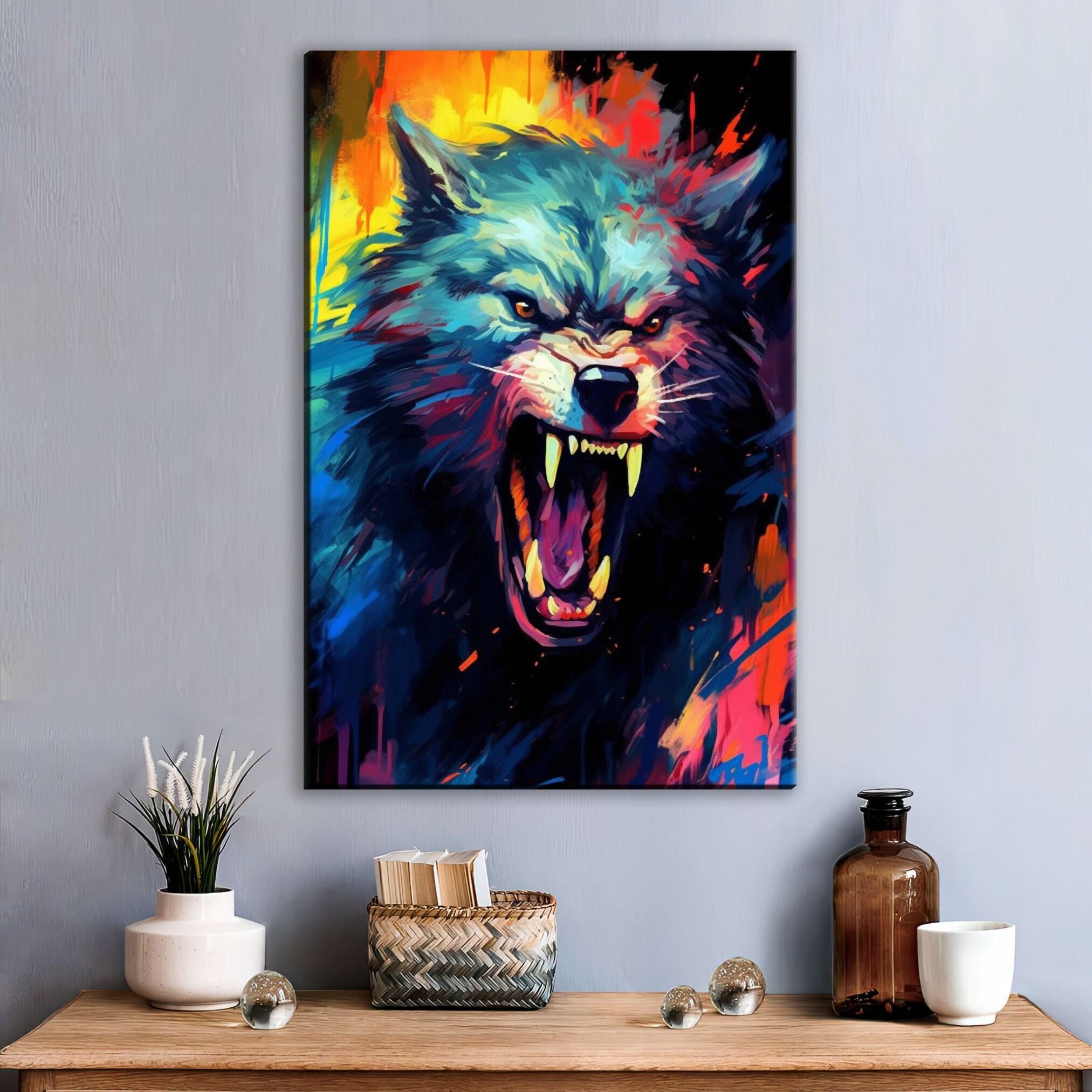 Werewolf Halloween Wall Art | Large Spooky Canvas Print – Full Moon Horror-Themed Wall Decor