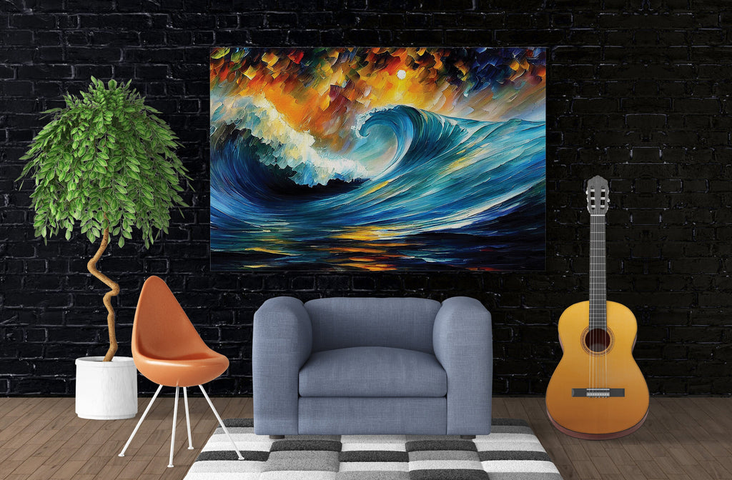 Ocean Wave Canvas Print – Vibrant Sea Canvas, Nautical Wall Art, Gallery Ready