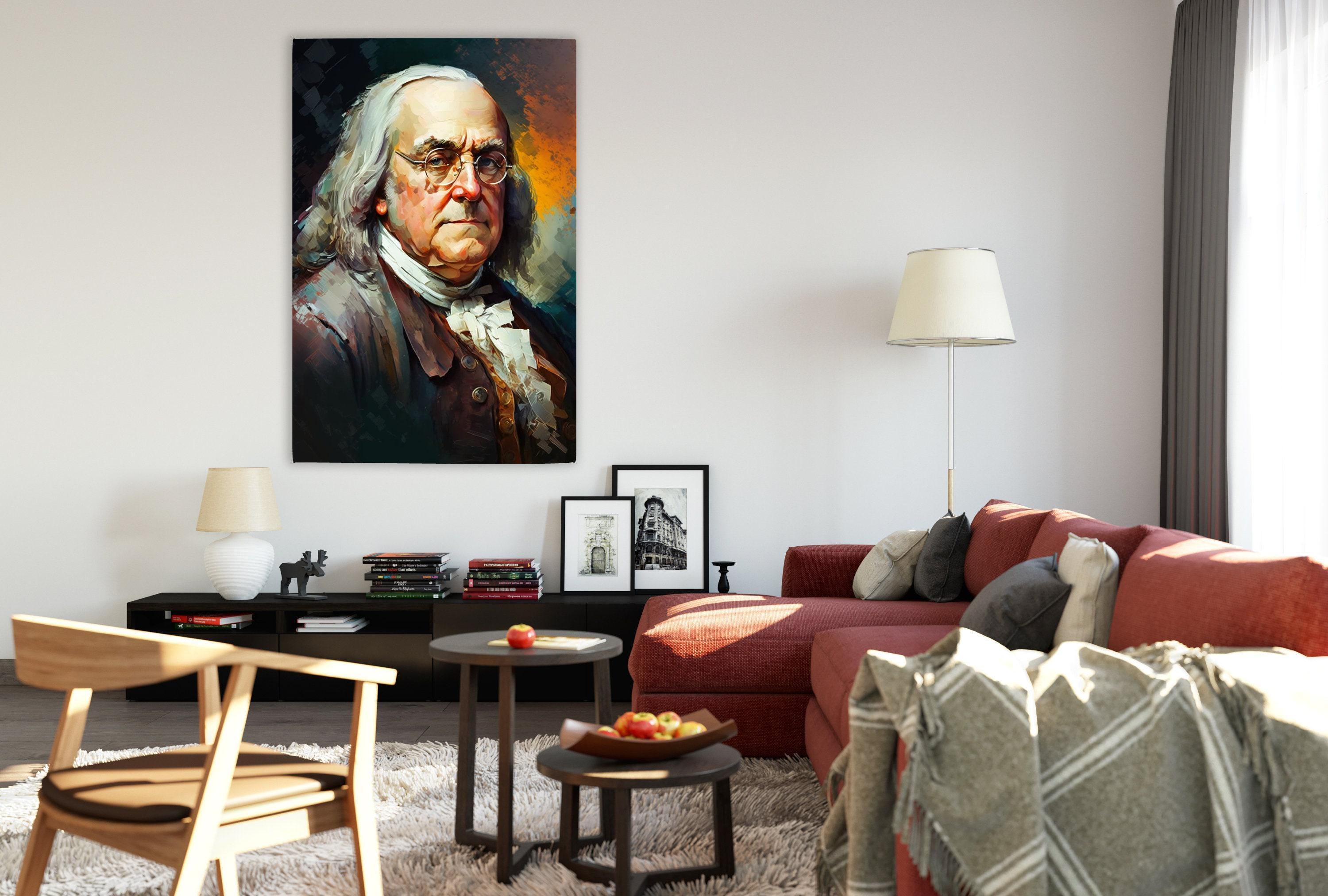 Benjamin Franklin Canvas Art - Founding Father Portrait | Historical Wall Art Print