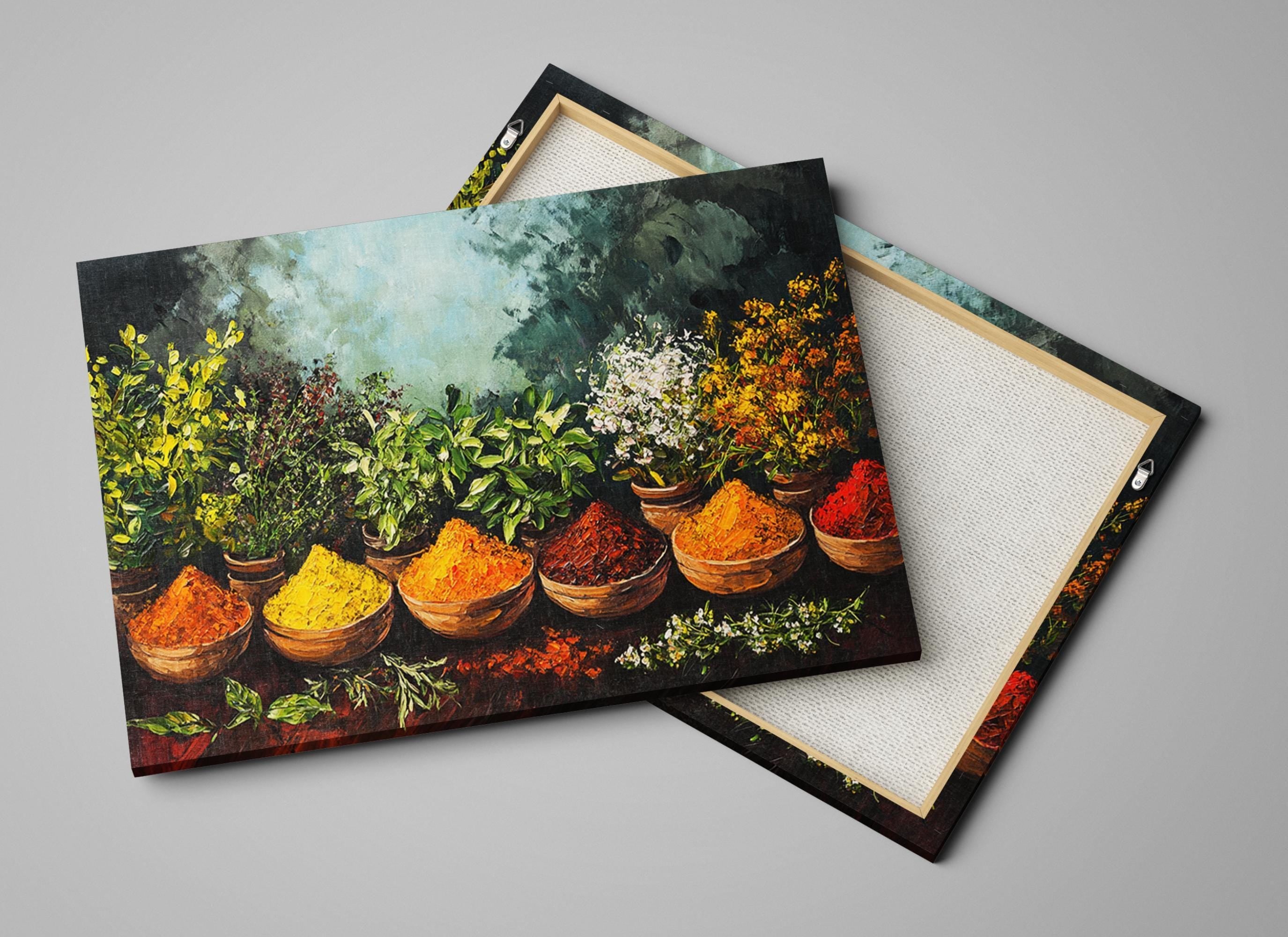 Vibrant Spices Canvas – Extra Large Kitchen Wall Art | Framed Boho Gallery Wrap