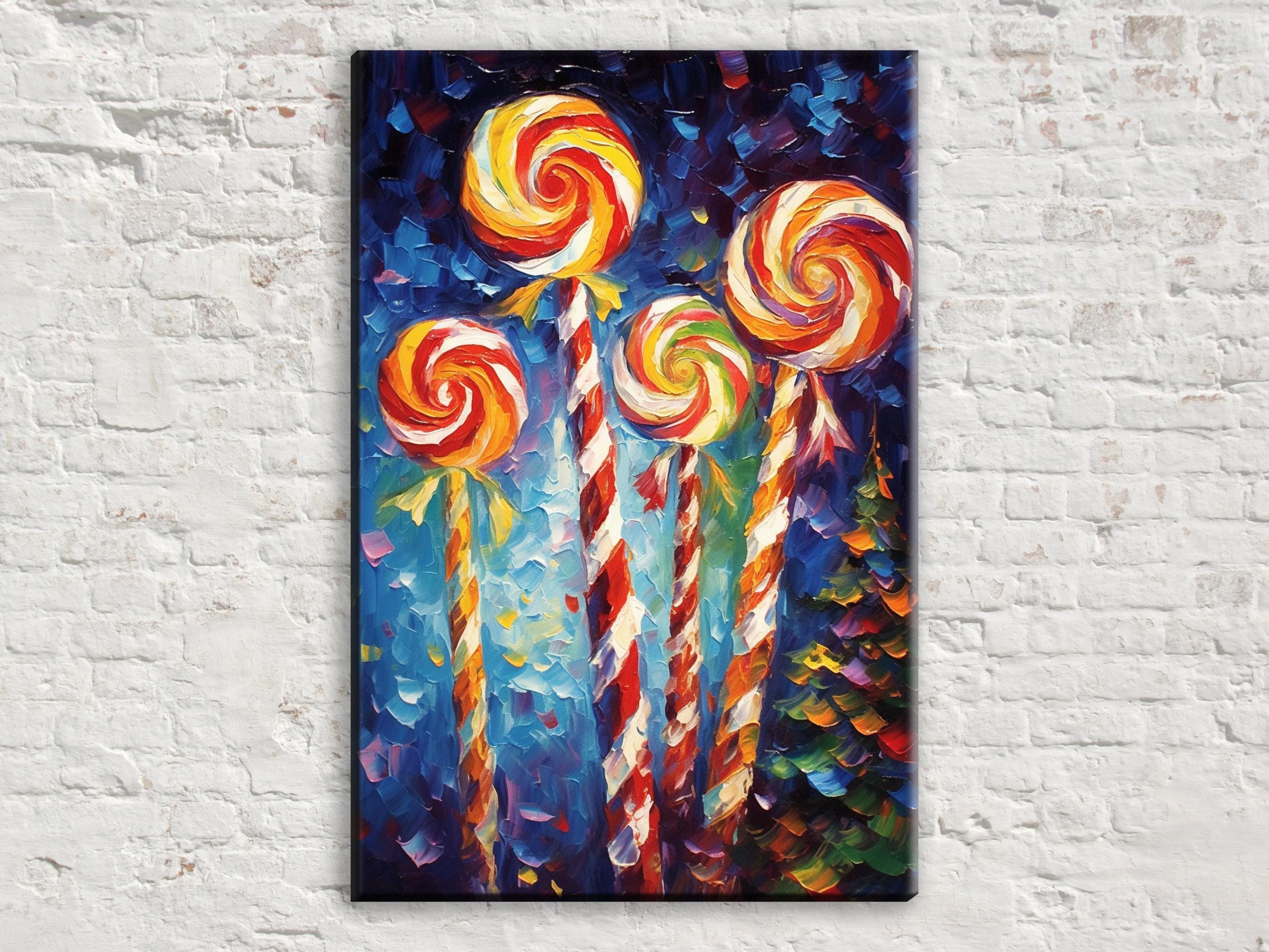 Christmas Candy Art – Retro Christmas Canvas | Gallery Wrapped Holiday Wall Decor