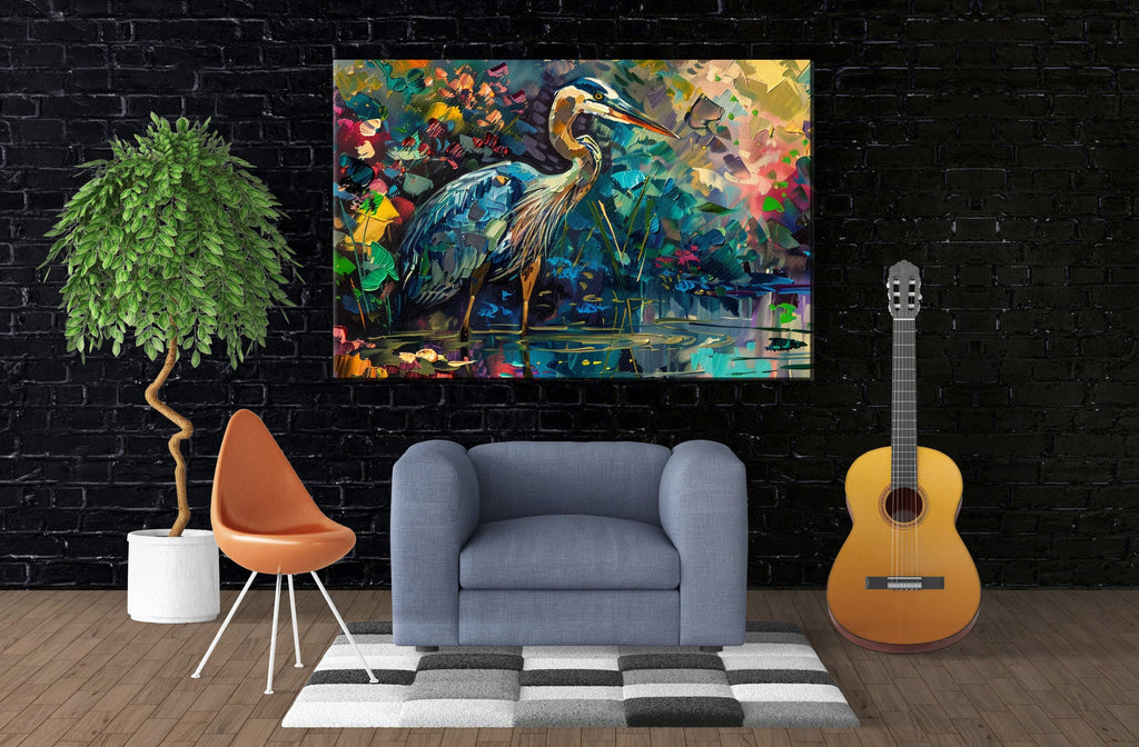 Blue Heron Canvas Print – Large Gallery Wrapped Canvas With Vibrant Wildlife Art