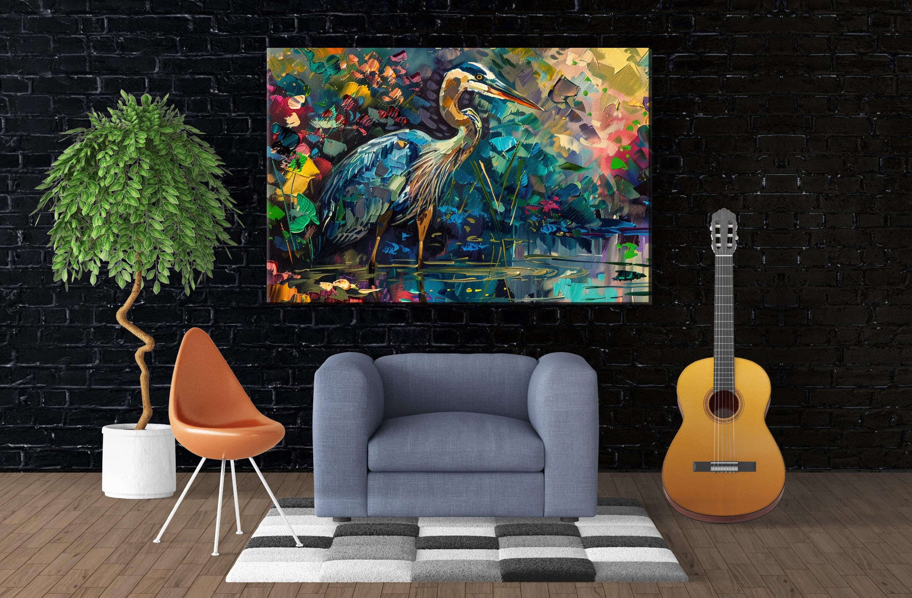 Blue Heron Canvas Print – Large Gallery Wrapped Canvas With Vibrant Wildlife Art