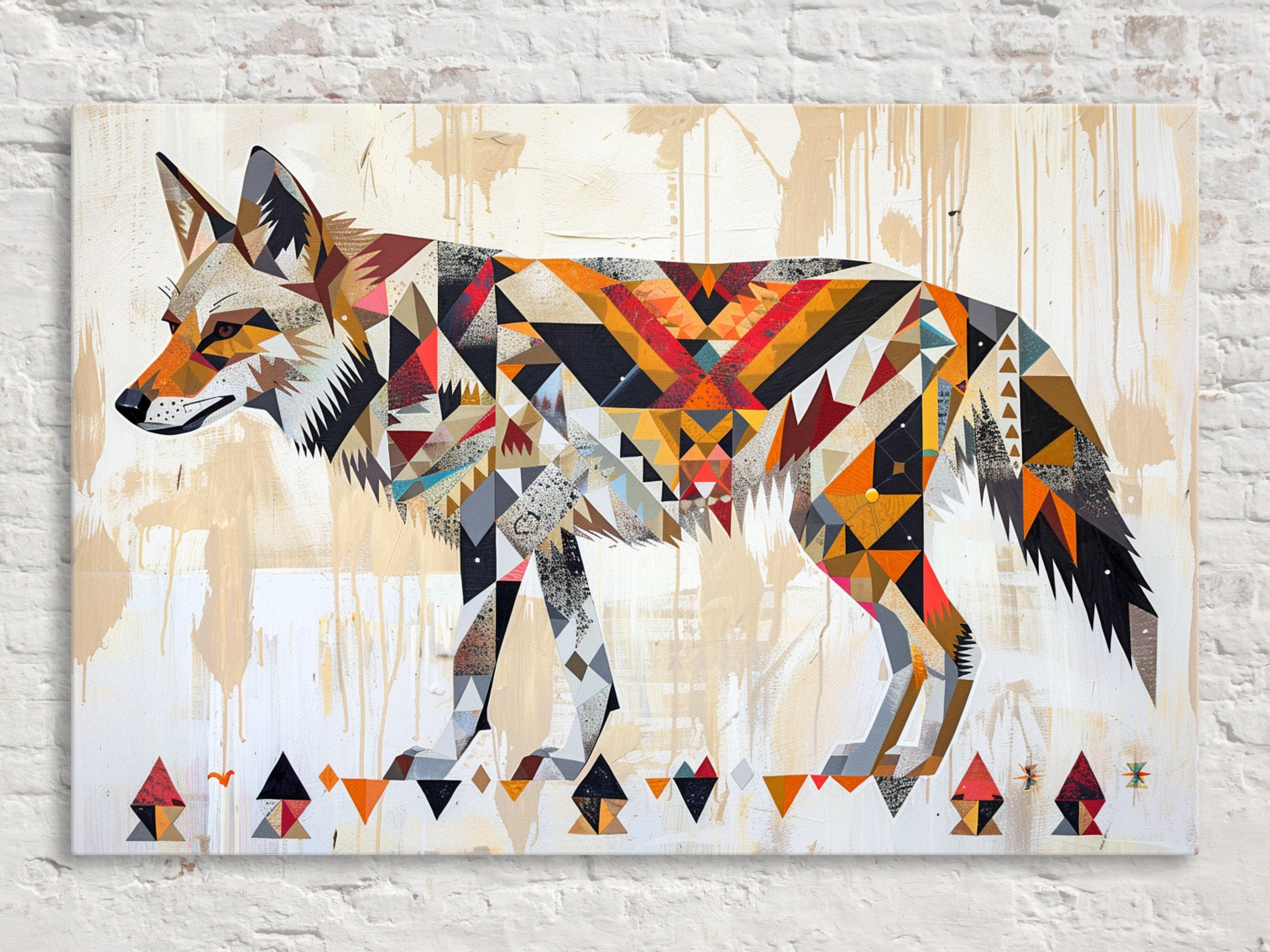 Tribal Coyote Canvas | Native American Art - Large Gallery Wrapped Print