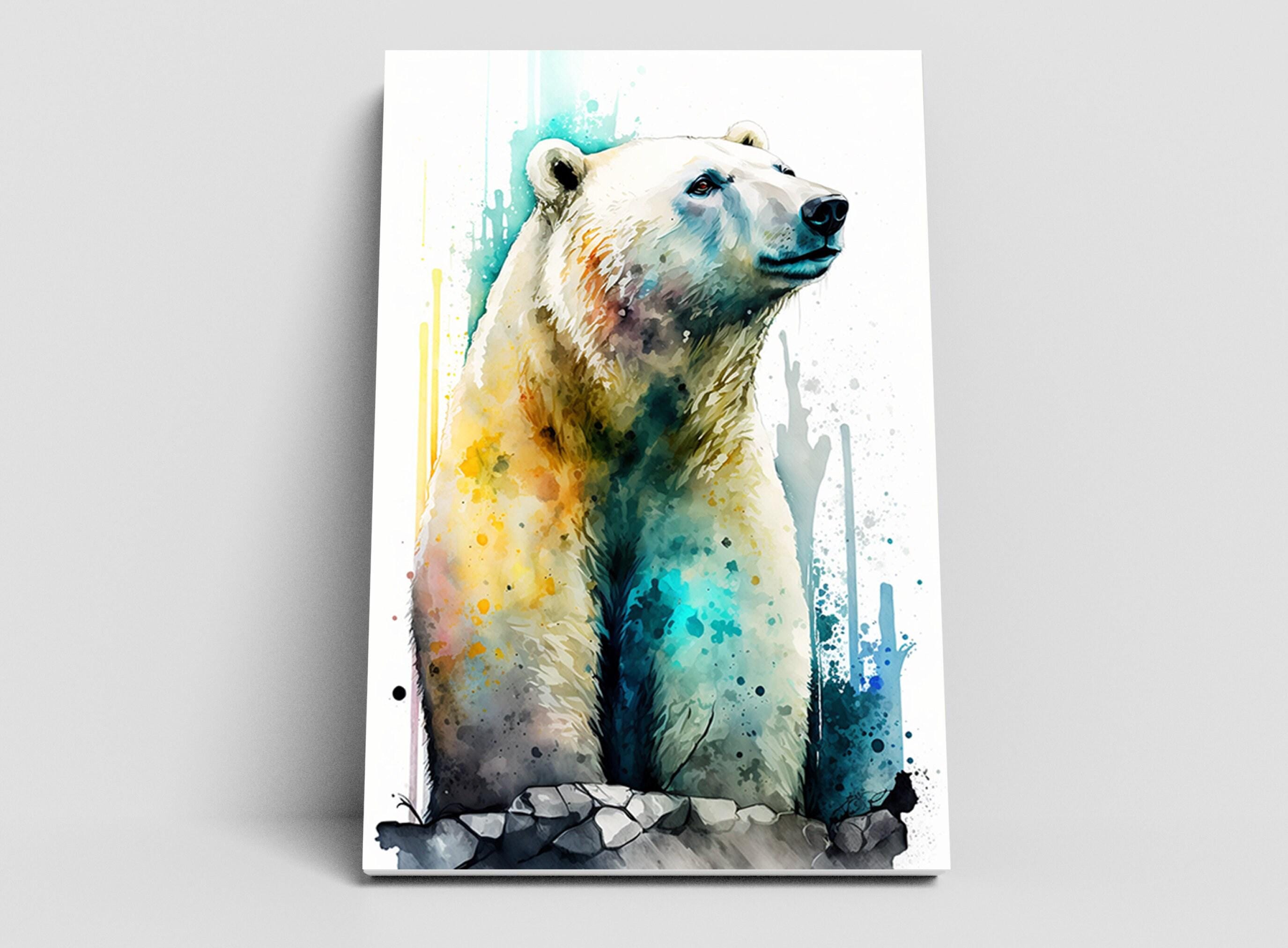 Polar Beauty: Polar Bear Watercolor Painting, Giclee Print on Canvas, Artist Paper, Watercolor Paper, Available in Extra Large Sizes
