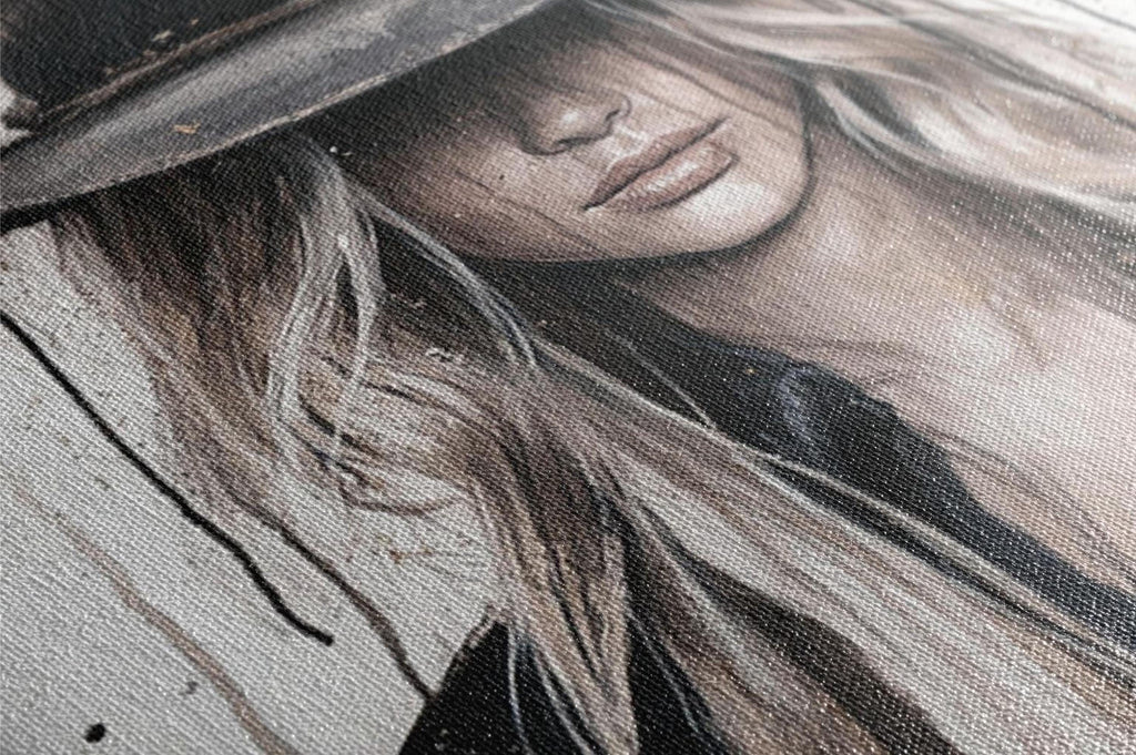 a painting of a woman wearing a hat