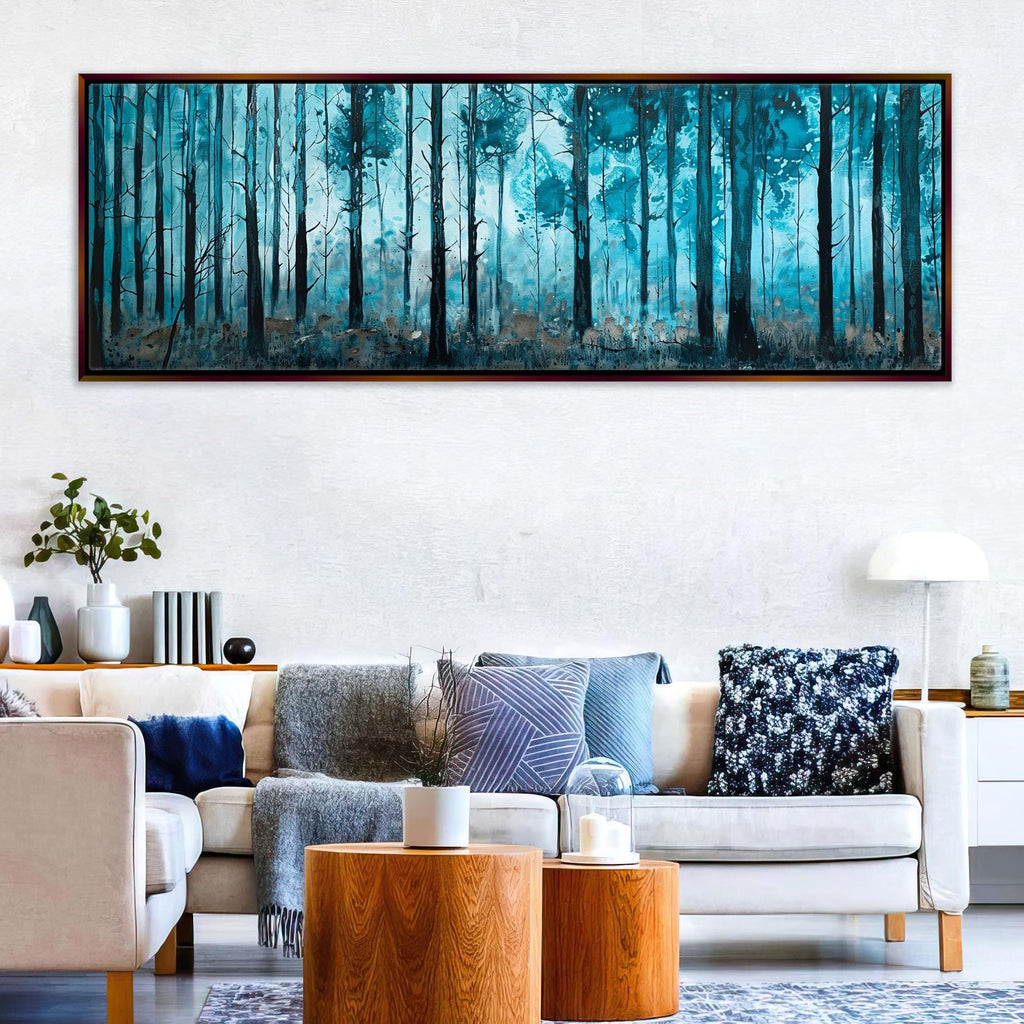 a living room filled with furniture and a painting on the wall