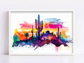 Southwest Desert Vista: Watercolor Landscape Art, Giclee Print on Canvas, Artist Paper, Watercolor Paper, Available in Extra Large Sizes