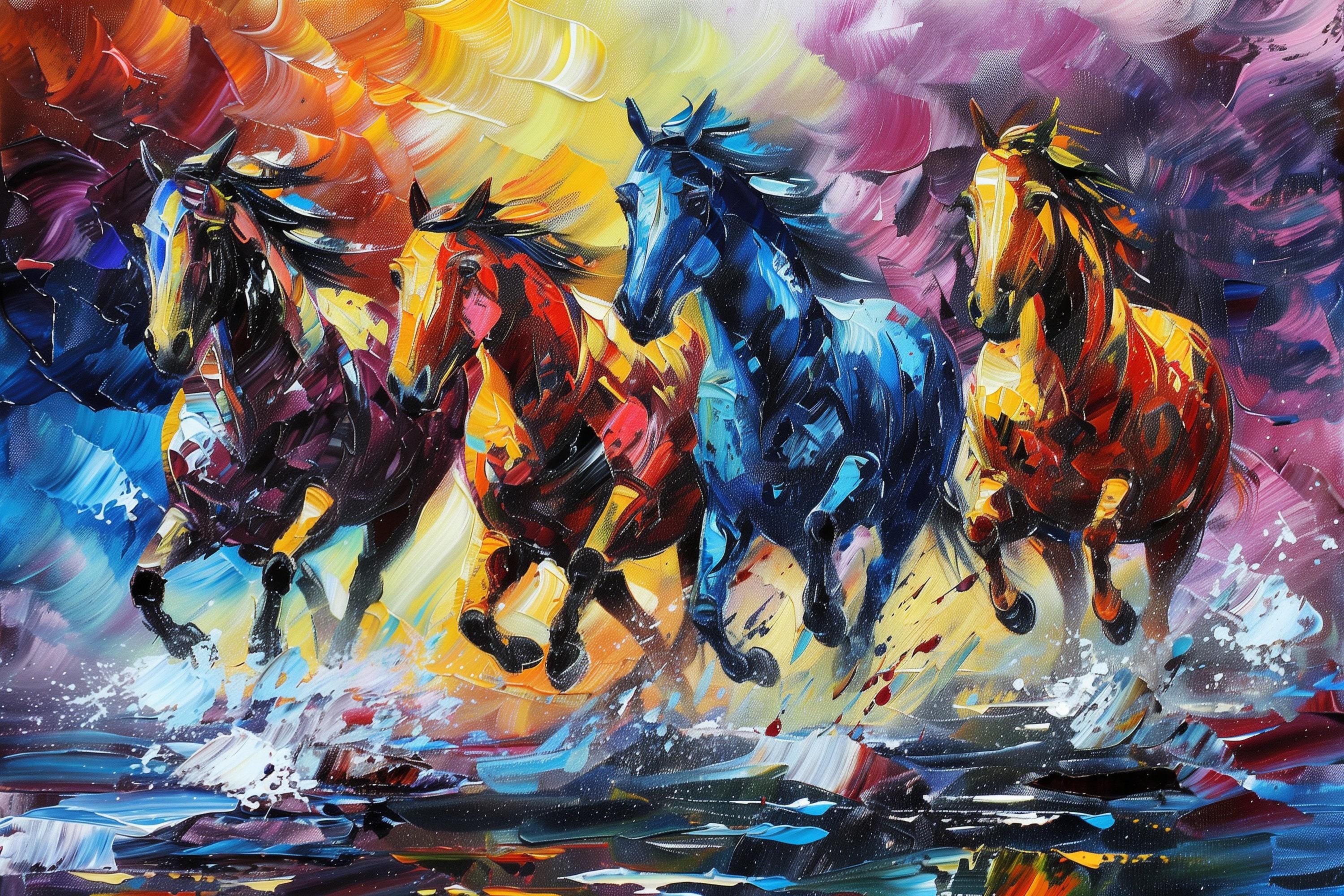 Wild Horses Wall Art - Extra Large Gallery Wrapped Canvas with UV Coating
