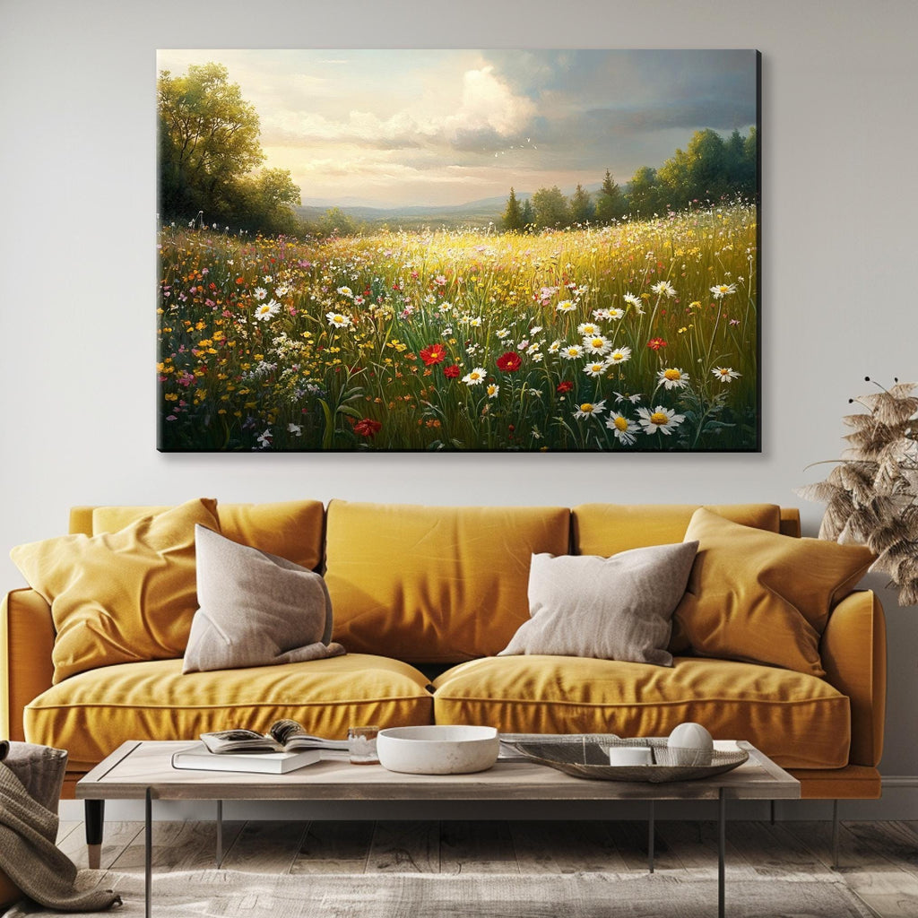 Wildflower Meadow Canvas - Extra Large Botanical Wall Art | Gallery Wrapped, Ready to Hang