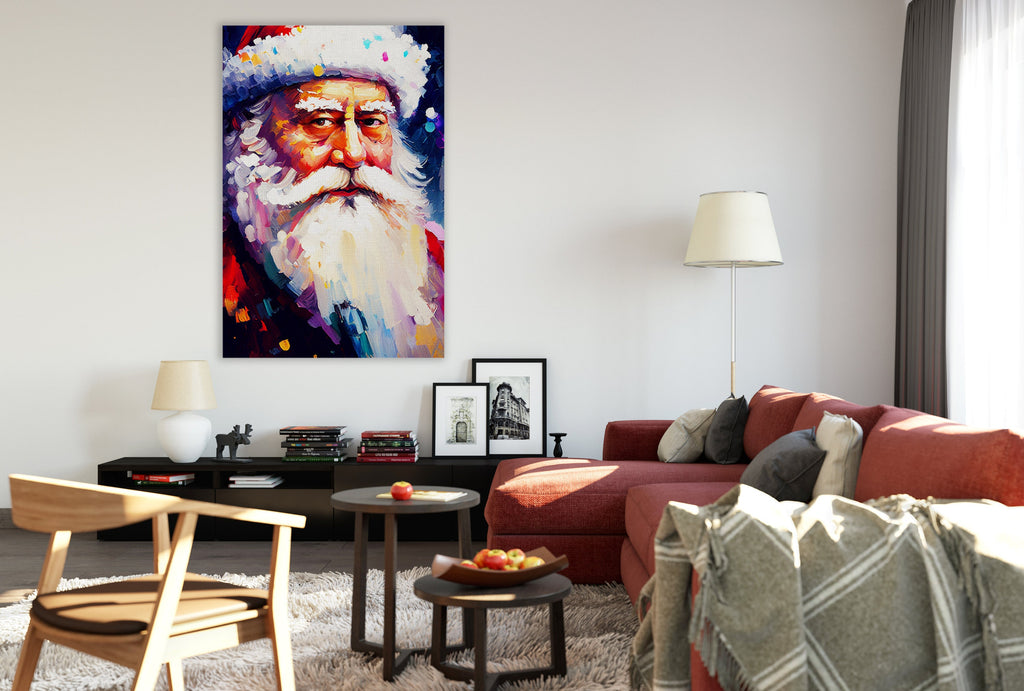 Santa Claus Canvas Print - Festive Holiday Painting | Christmas Wall Art Decor