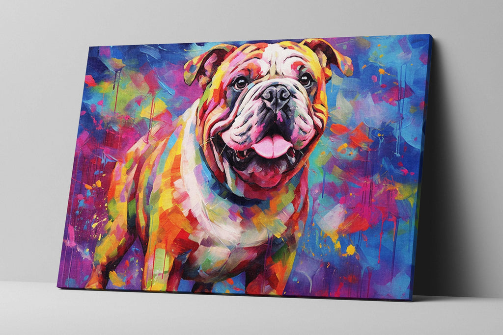 English Bulldog Canvas Art – Colorful Bulldog Wall Art With Fade Resistant Ink