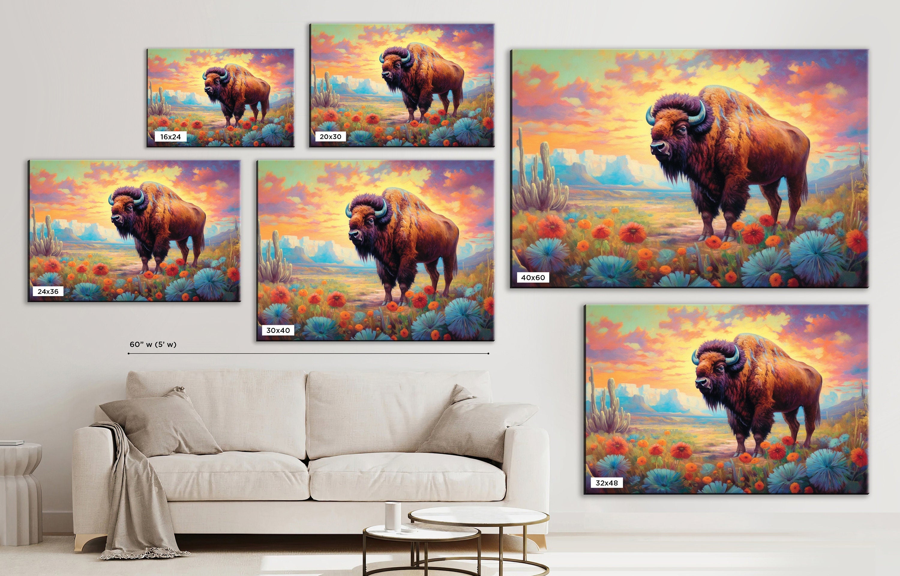 American Bison Canvas – Gallery Wrapped Wildlife Wall Art | Texas Desert Print
