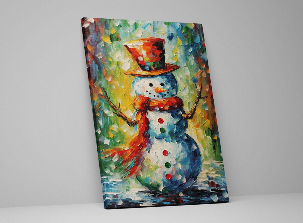 Snowman Canvas Art – Festive Holiday Wall Decor | Large Gallery Wrapped Print