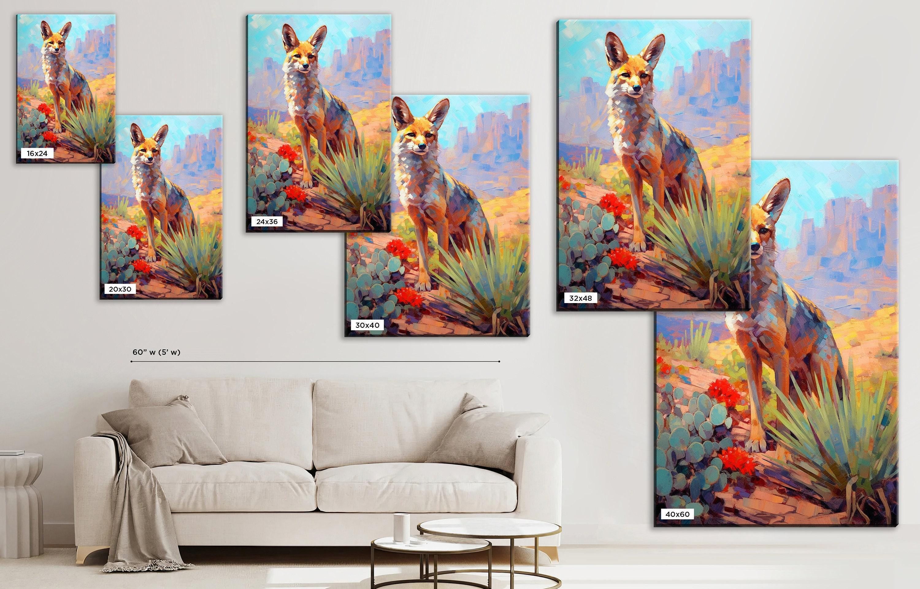 Desert Fox Canvas – Large Southwest Wildlife Art | Rustic Nature-Inspired Wall Decor