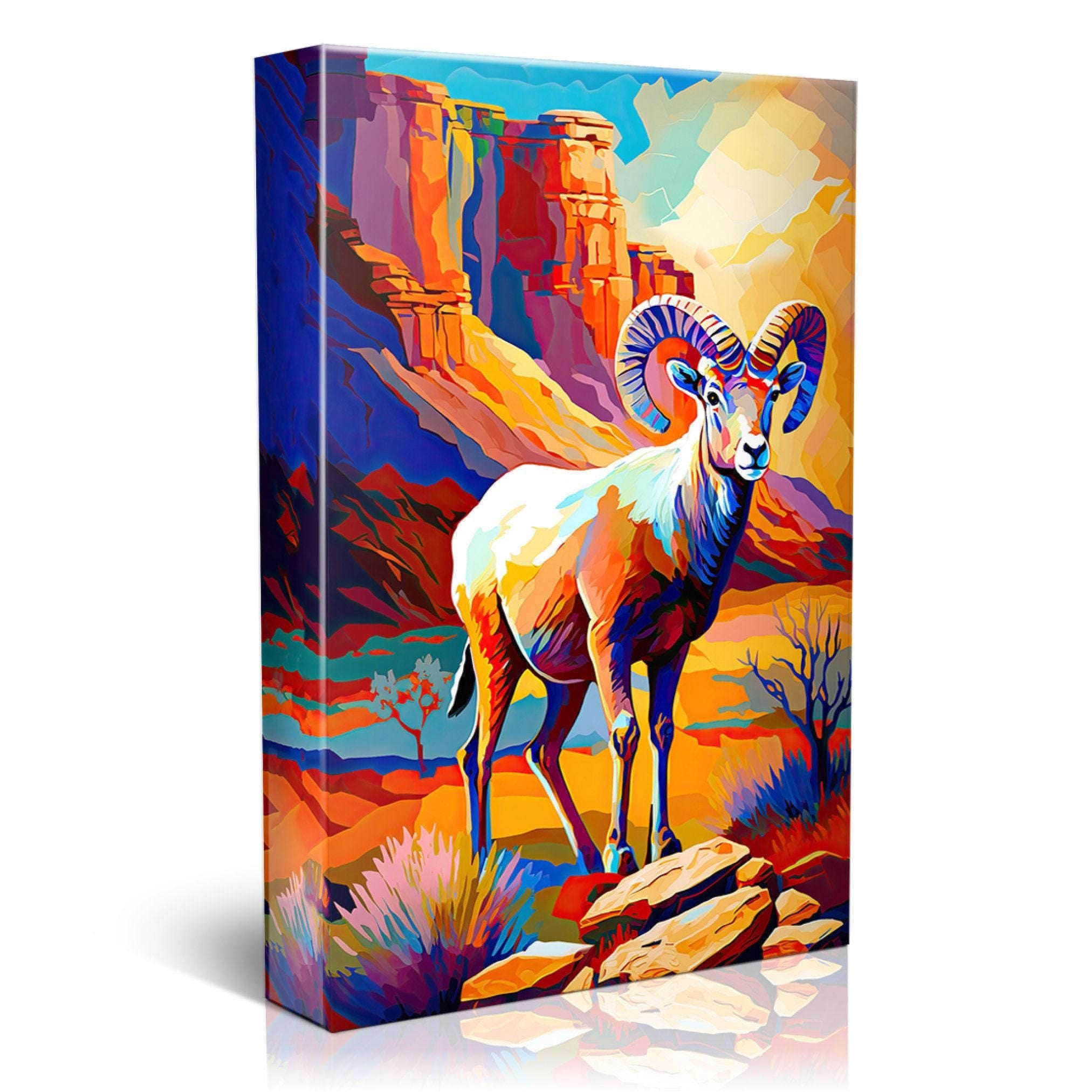 Bighorn Sheep Canvas - Desert Wildlife Art | Southwest Wall Art, Gallery Ready Print