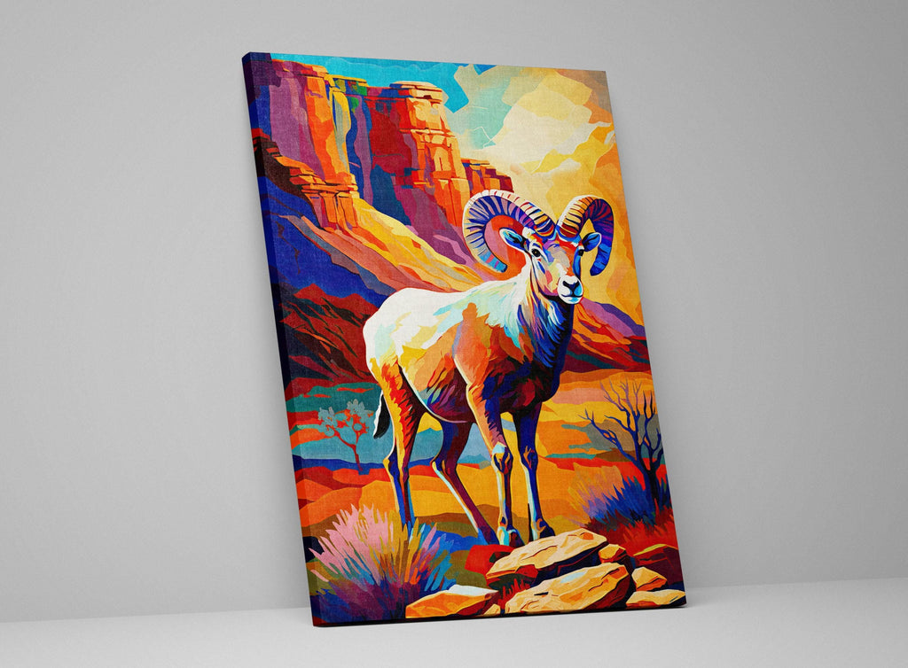 Bighorn Sheep Canvas - Desert Wildlife Art | Southwest Wall Art, Gallery Ready Print