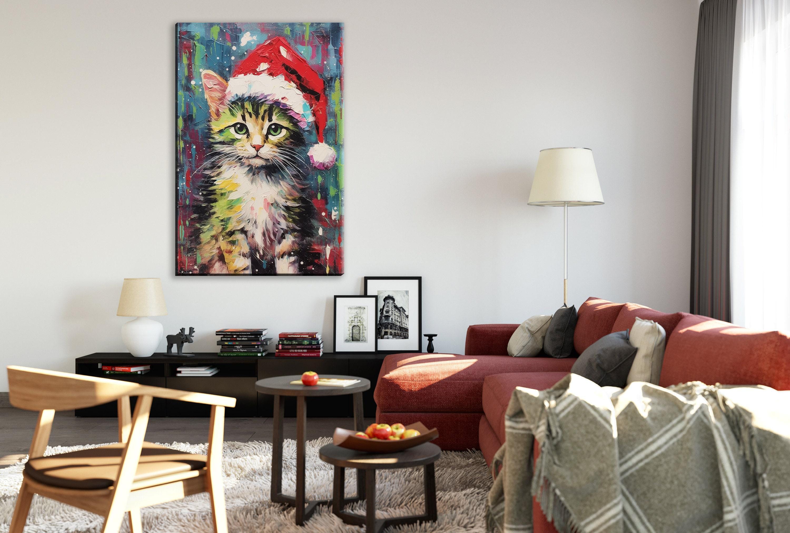 Christmas Kitten Art Print – Cute Holiday Kitten Print on Gallery Wrapped Canvas
