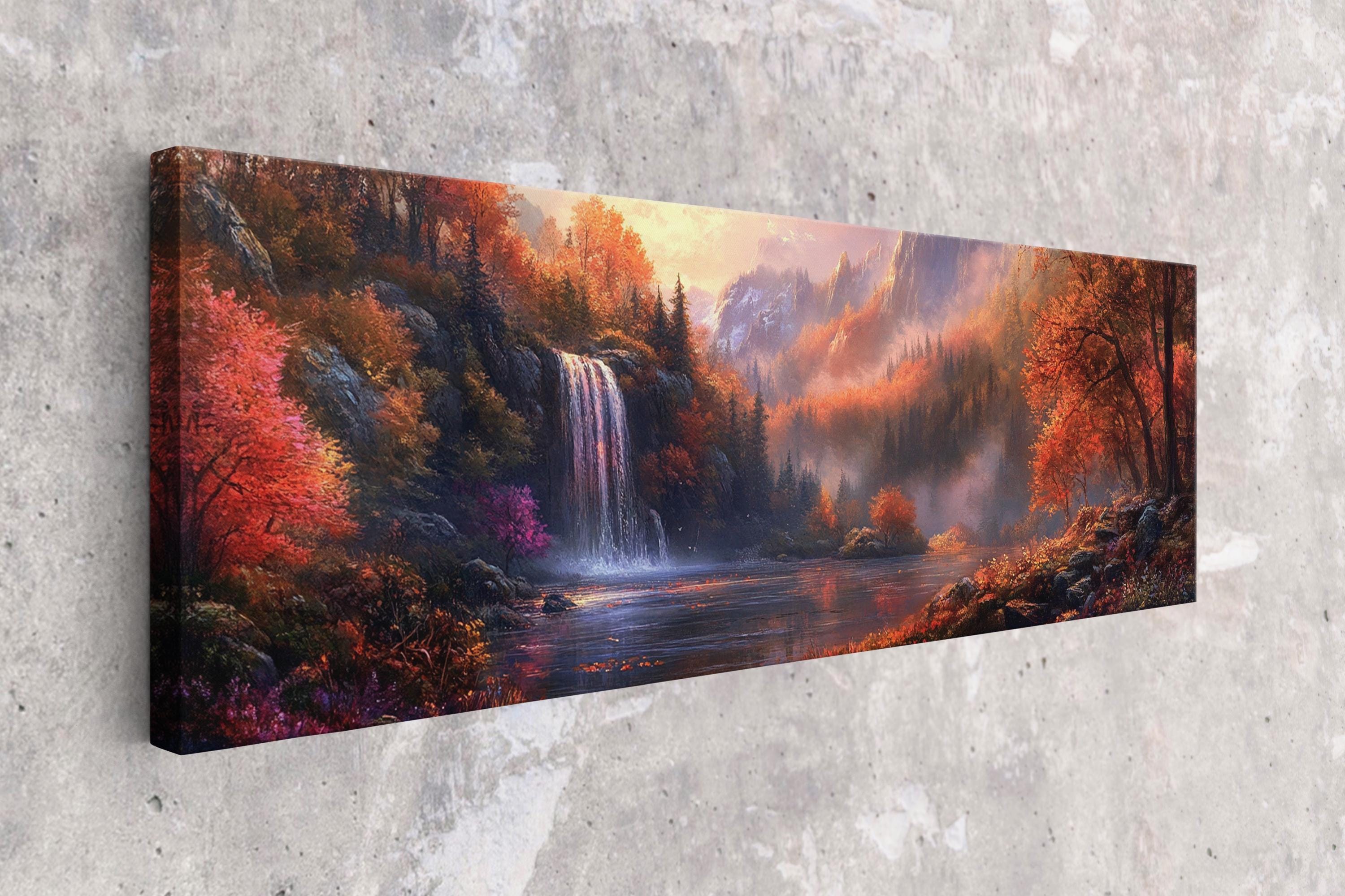Fall Scene Canvas - Panoramic Wall Art | Rustic Autumn Decor | Gallery Wrapped, Ready to Hang