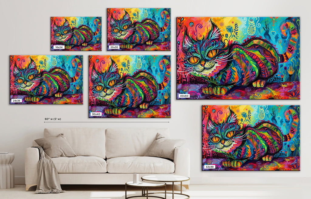 Cheshire Cat Canvas - Whimsical Wall Art | Fantasy Wall Decor With Mischievous Grin