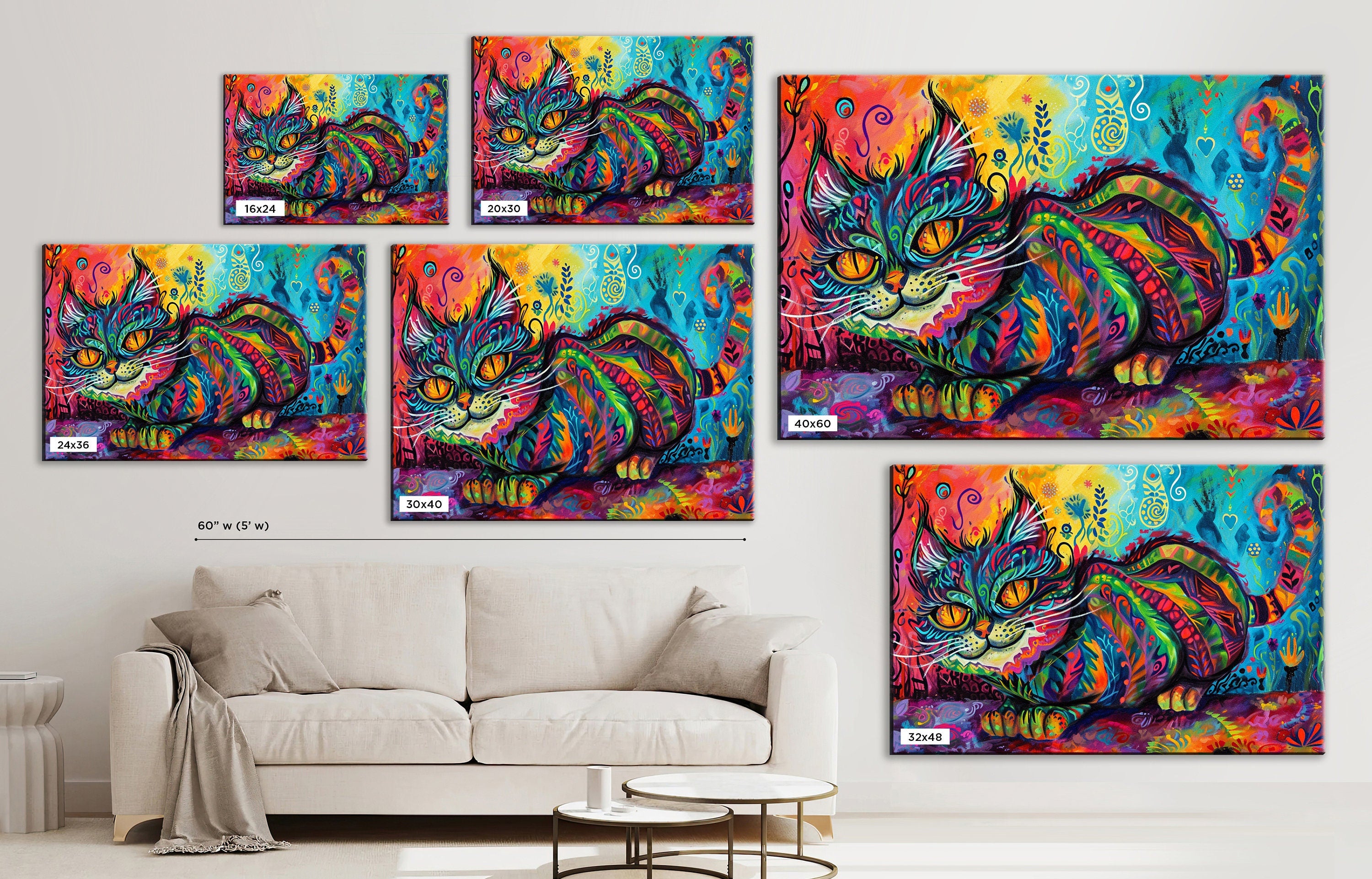 Cheshire Cat Canvas - Whimsical Wall Art | Fantasy Wall Decor With Mischievous Grin