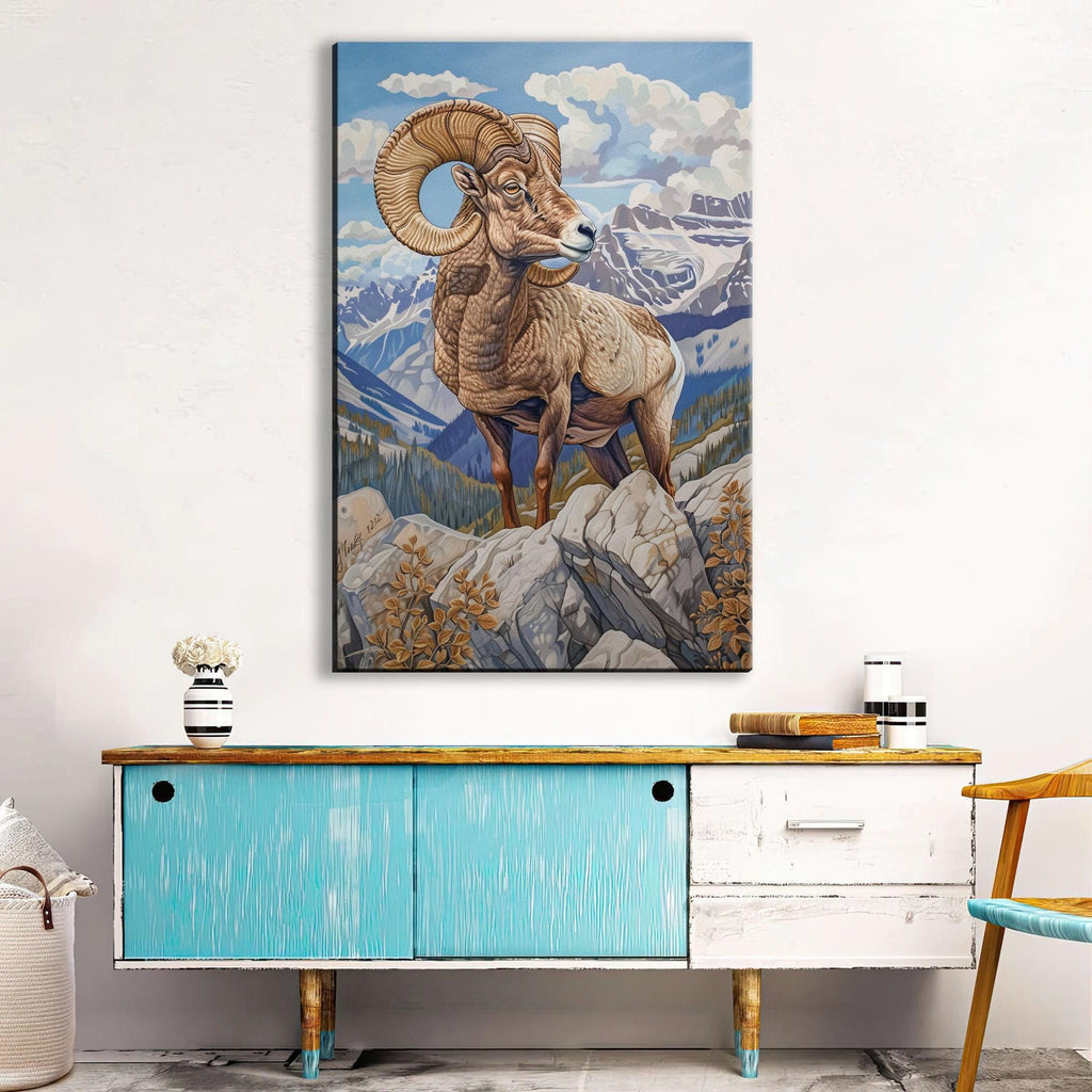 Bighorn Sheep Canvas - Rugged Mountain Ram Print | Gallery Wrapped, Ready to Hang