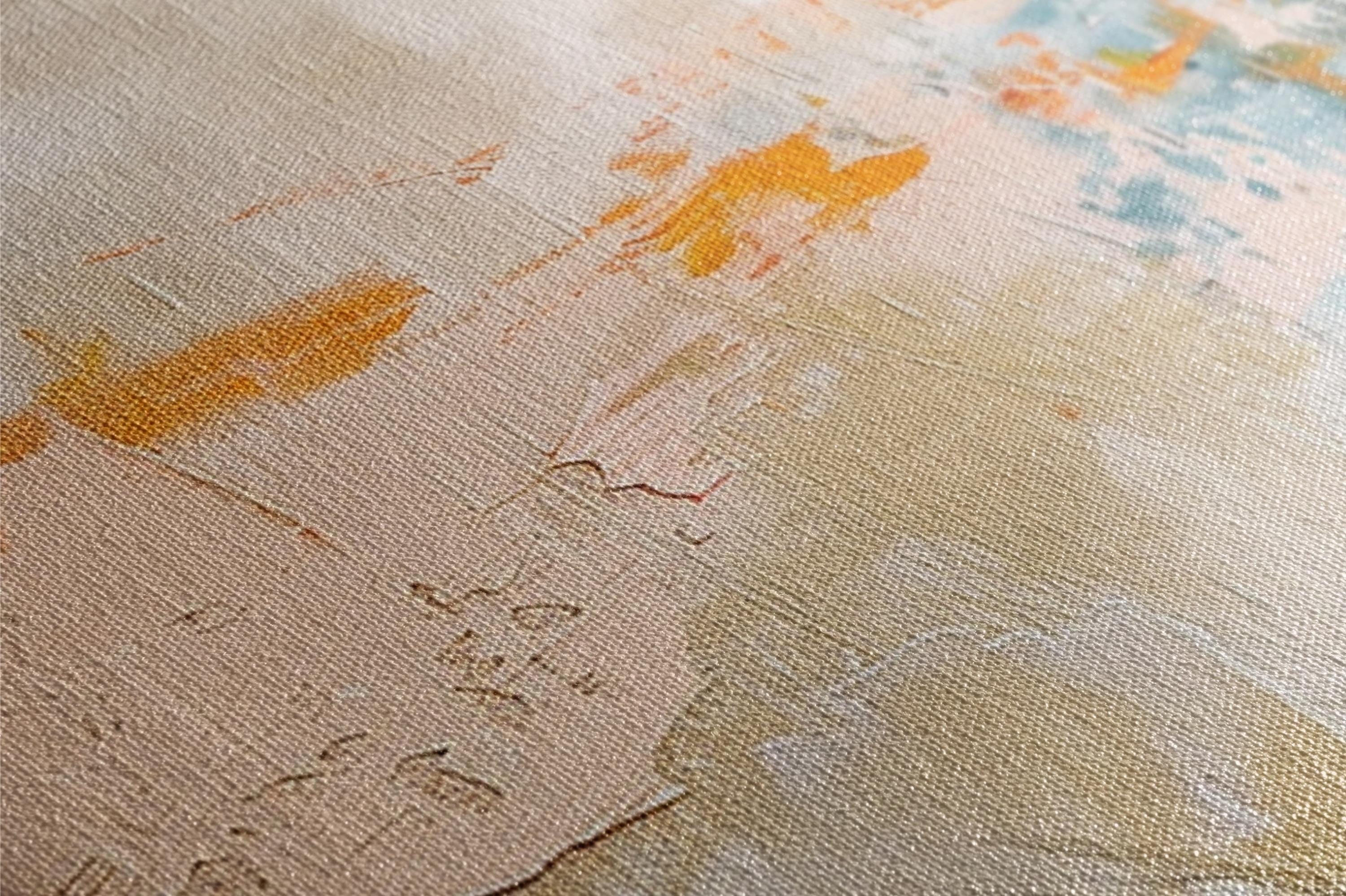 a close up of a painting on a canvas