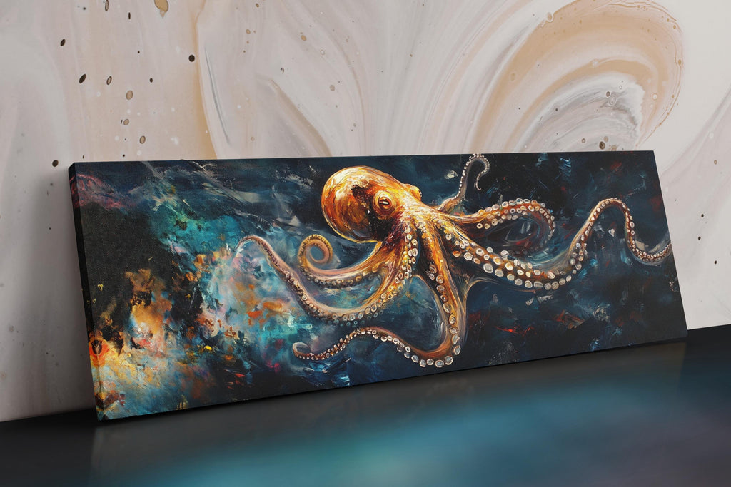 a painting of an octopus on a canvas