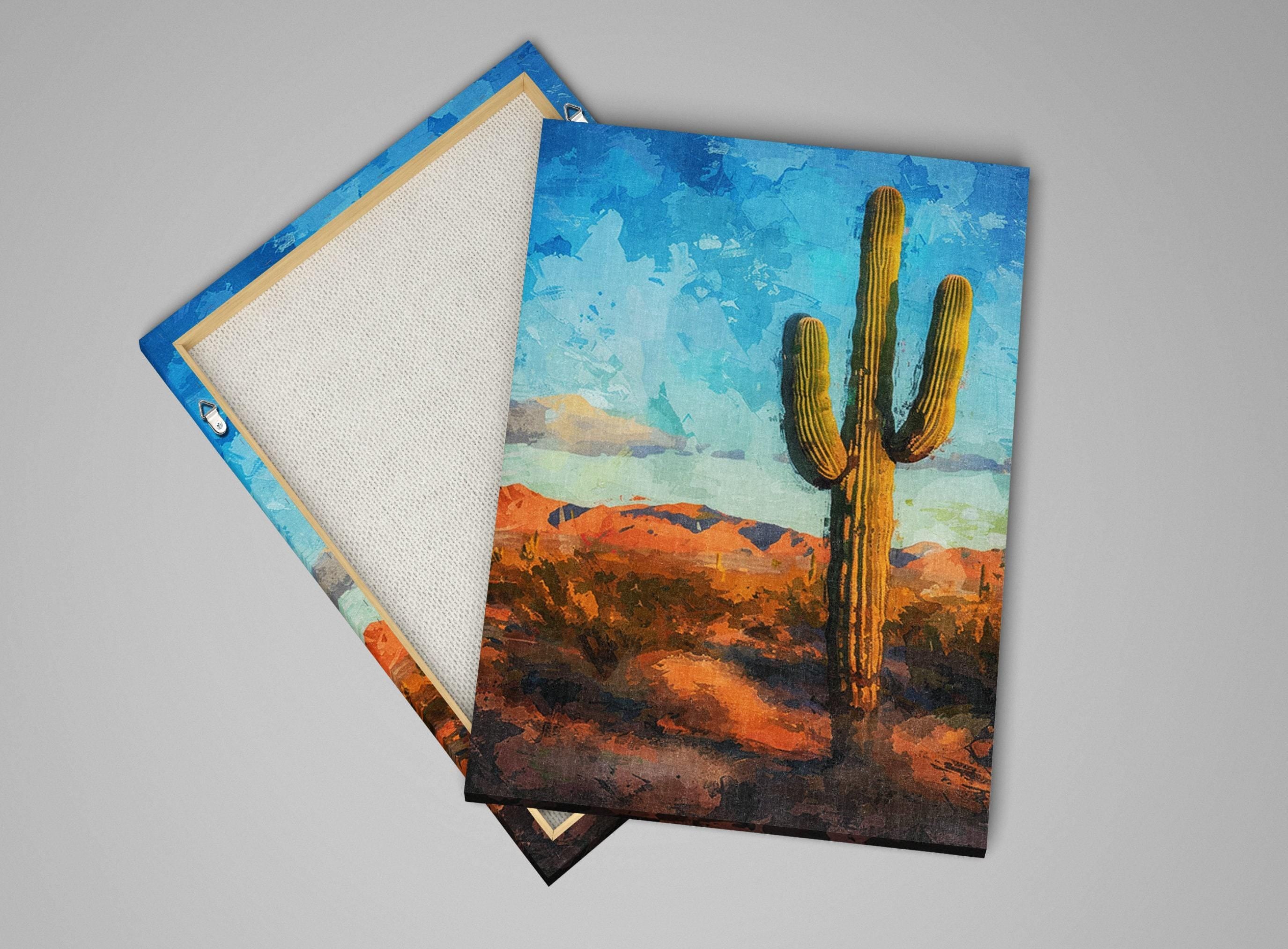 Lone Saguaro Canvas – Desert Landscape Art | Gallery Wrapped Extra Large Cactus Print