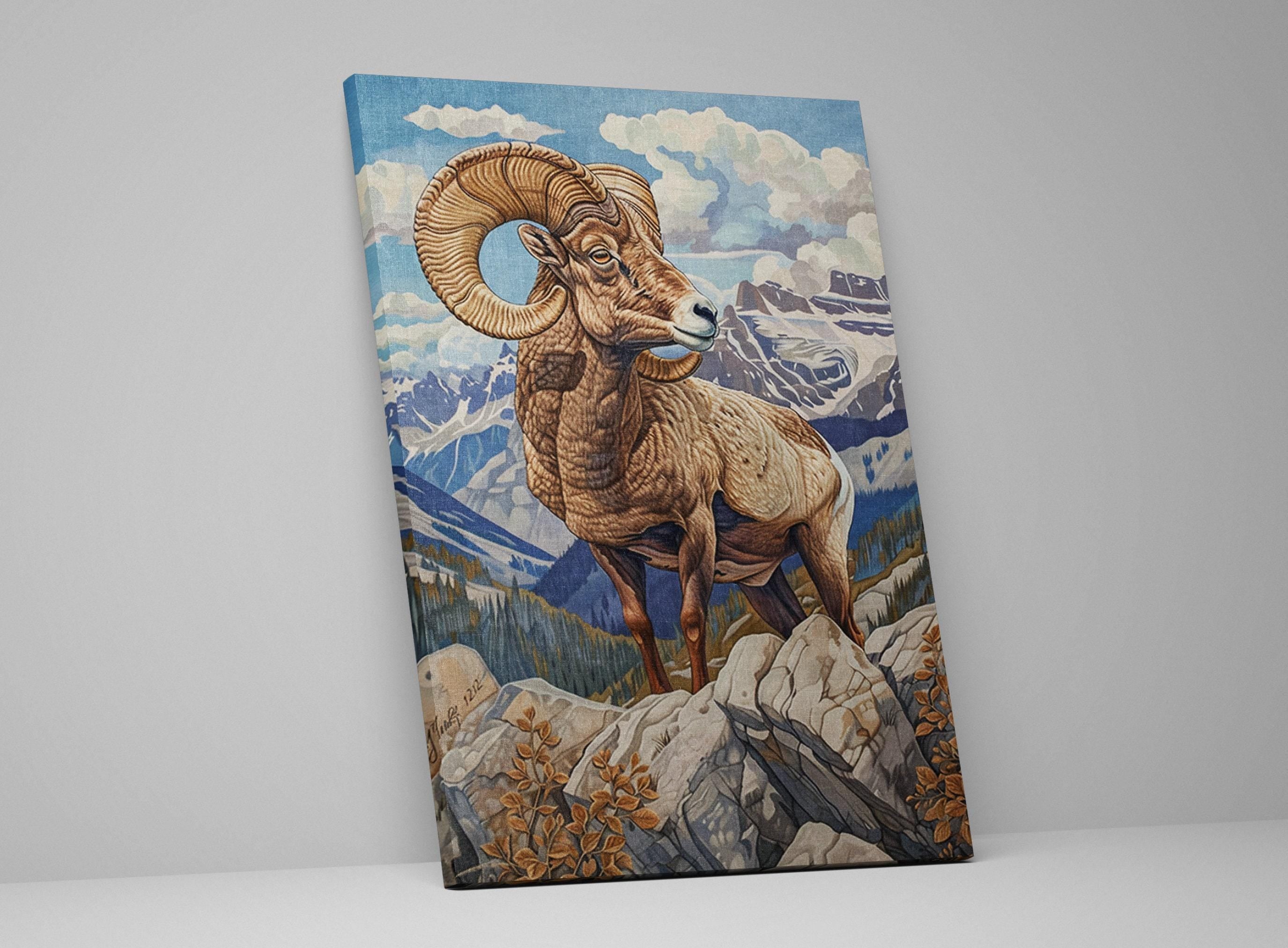 Bighorn Sheep Canvas - Rugged Mountain Ram Print | Gallery Wrapped, Ready to Hang