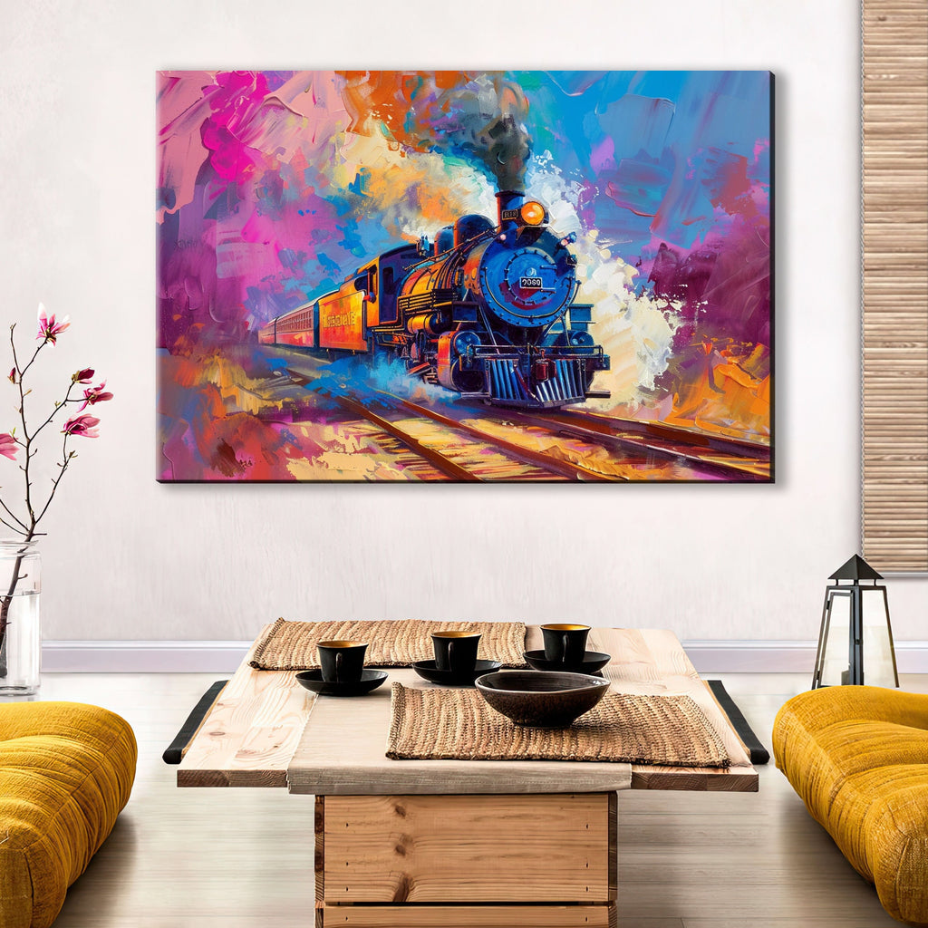 Locomotive Pop Art – Vintage Train Canvas | Gallery Wrapped Artist Print