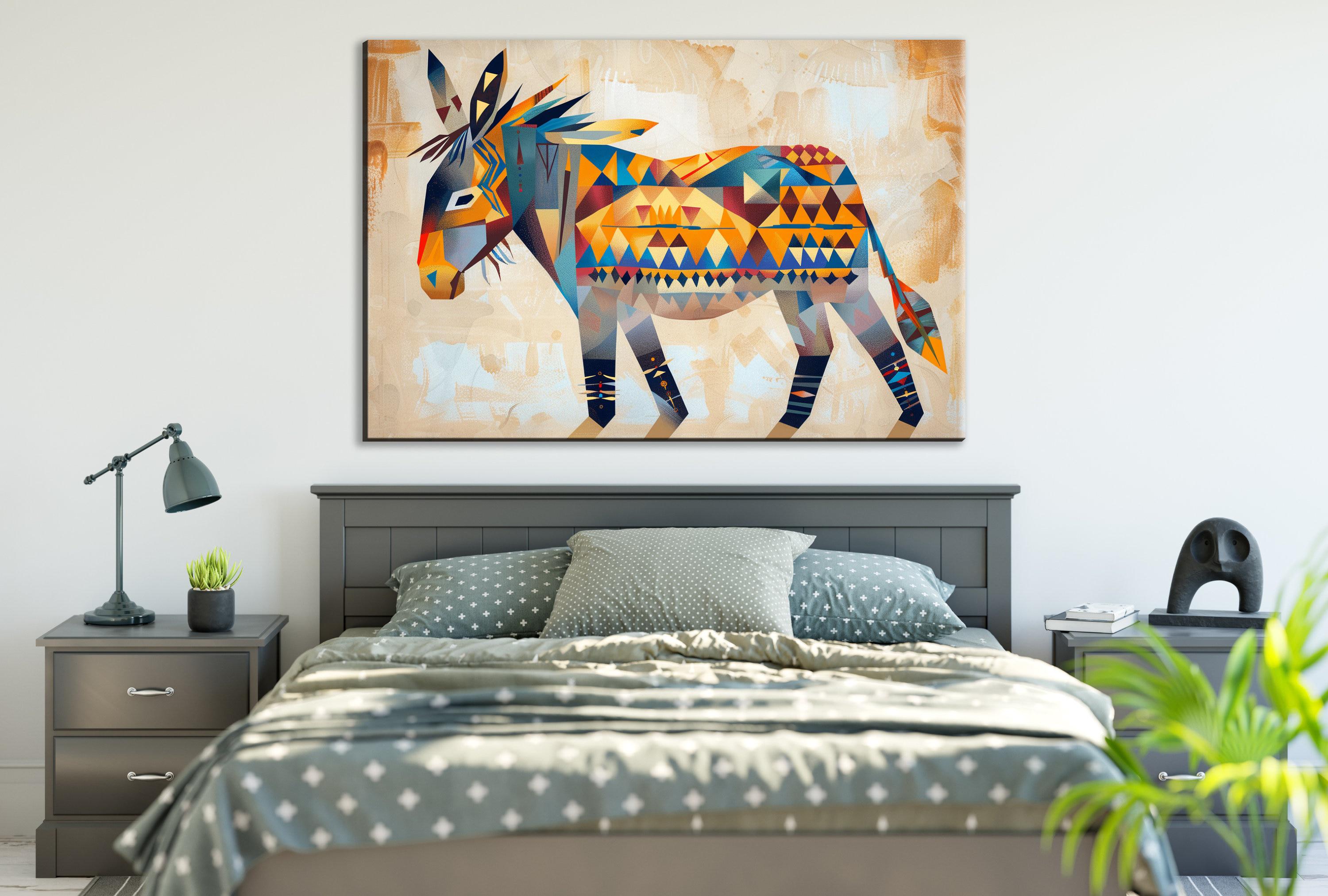 Native American Canvas Art – Large Gallery Wrapped Canvas Featuring Desert Donkey Print
