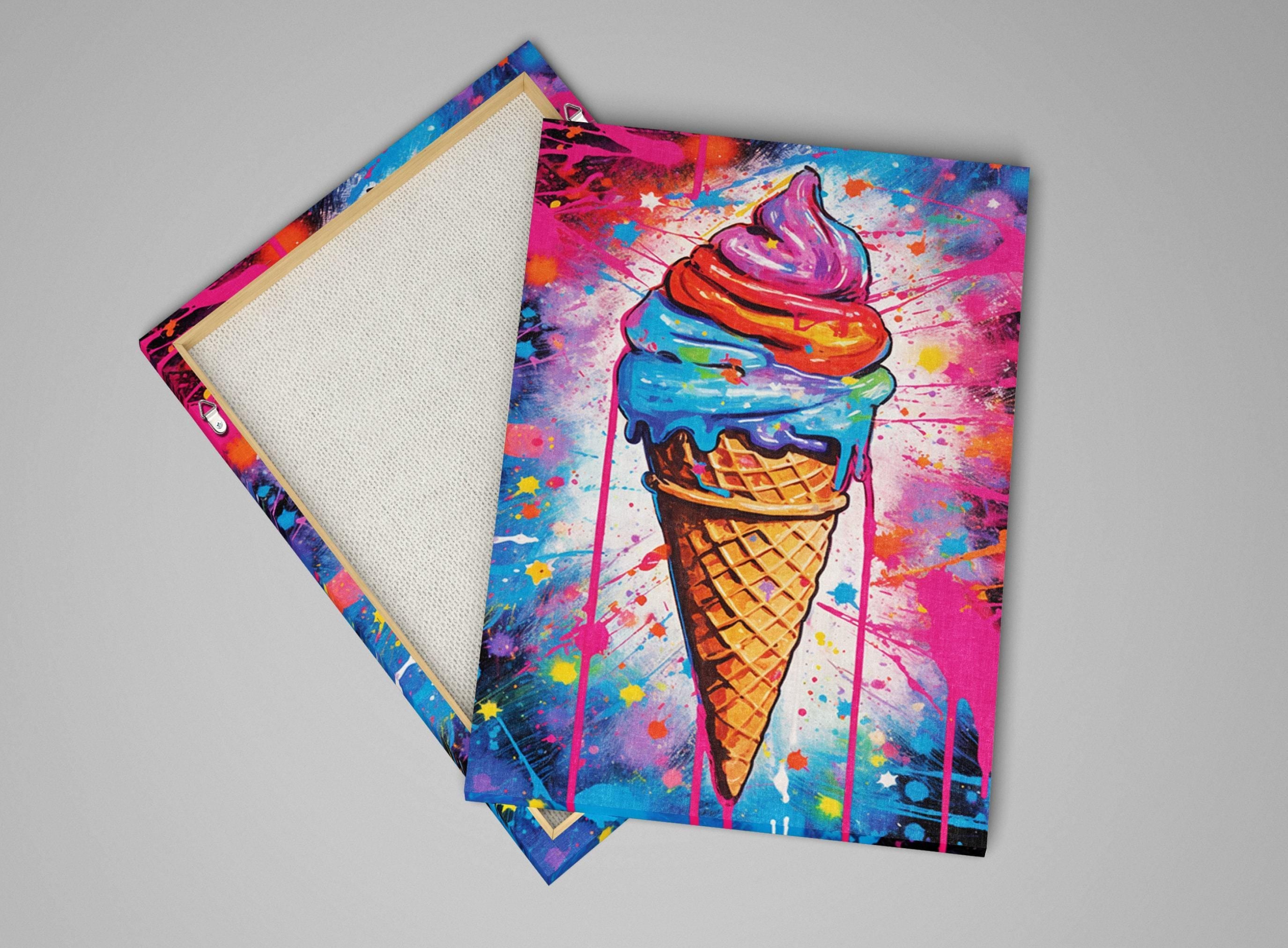 Ice Cream Cone Wall Art – Large Canvas Print | Vibrant Pop Art Canvas