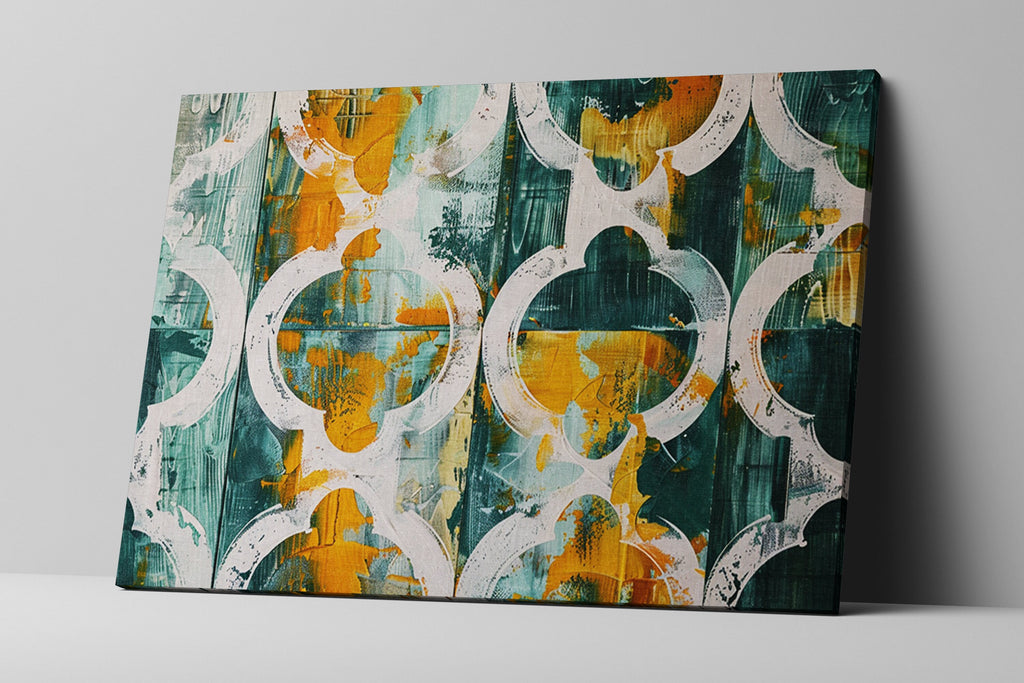 Farmhouse Wall Art - Modern Rustic Canvas | Yellow Green Wood Texture Print
