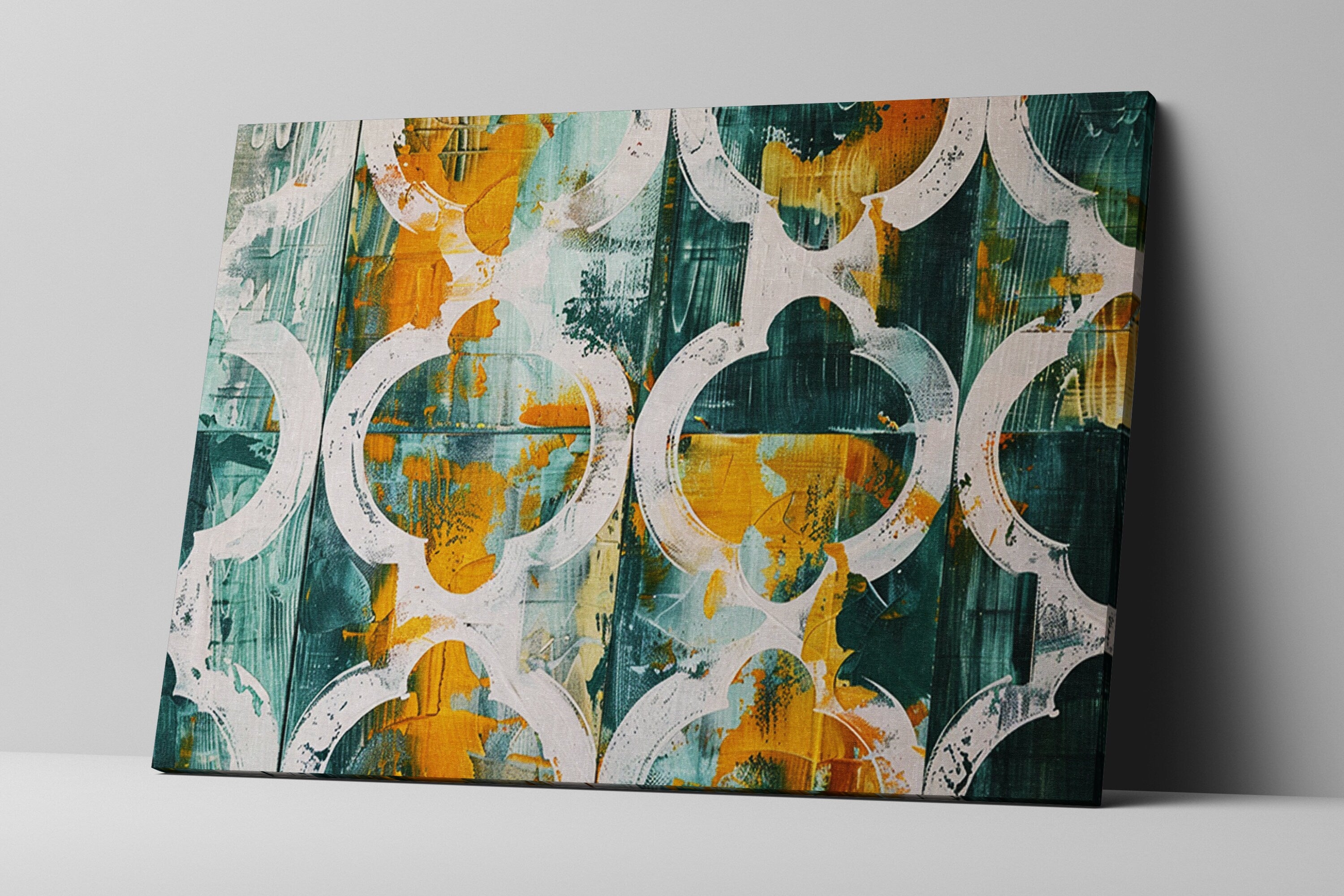 Farmhouse Wall Art - Modern Rustic Canvas | Yellow Green Wood Texture Print